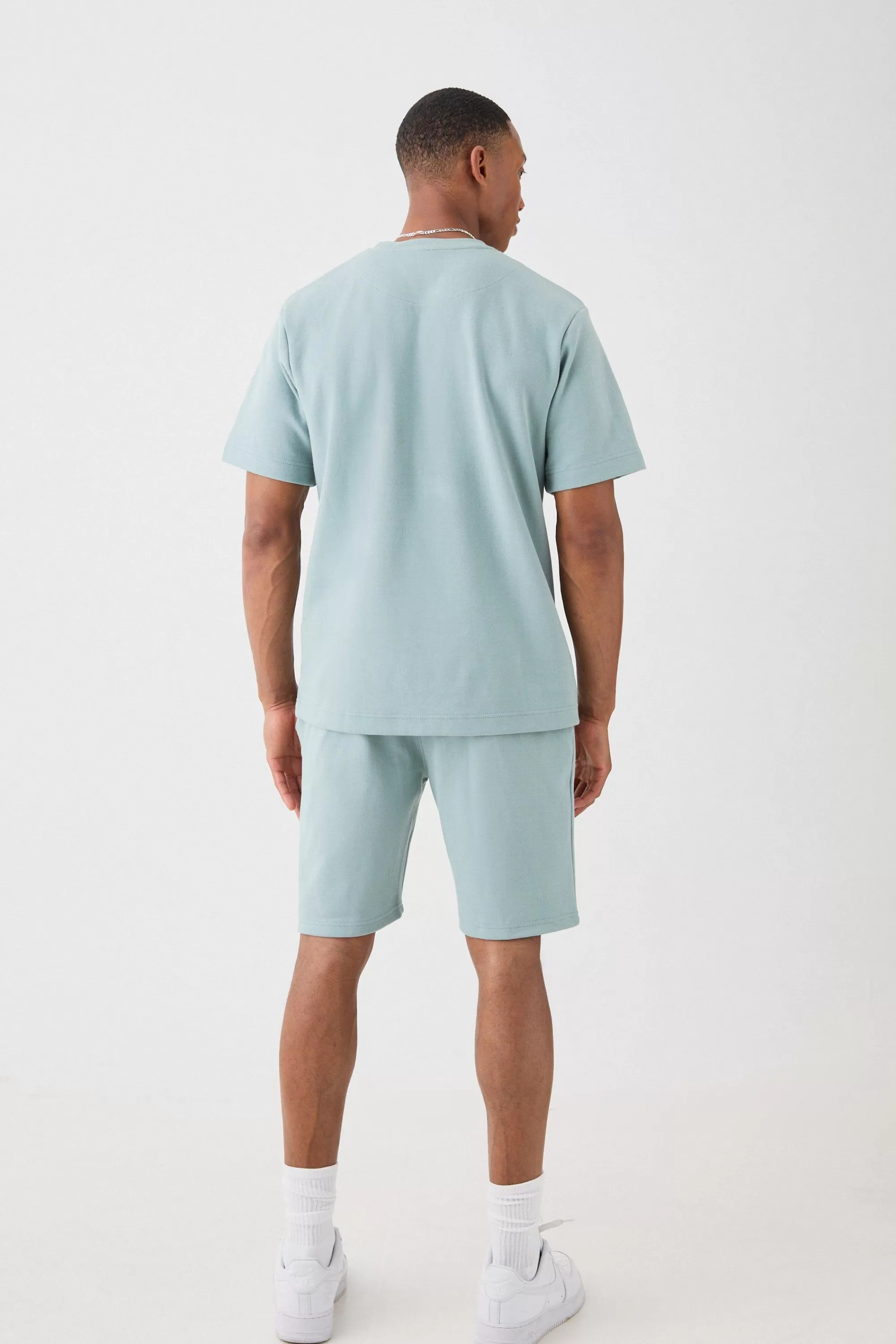 boohooMAN Core T-shirt & Short Interlock Set | UK