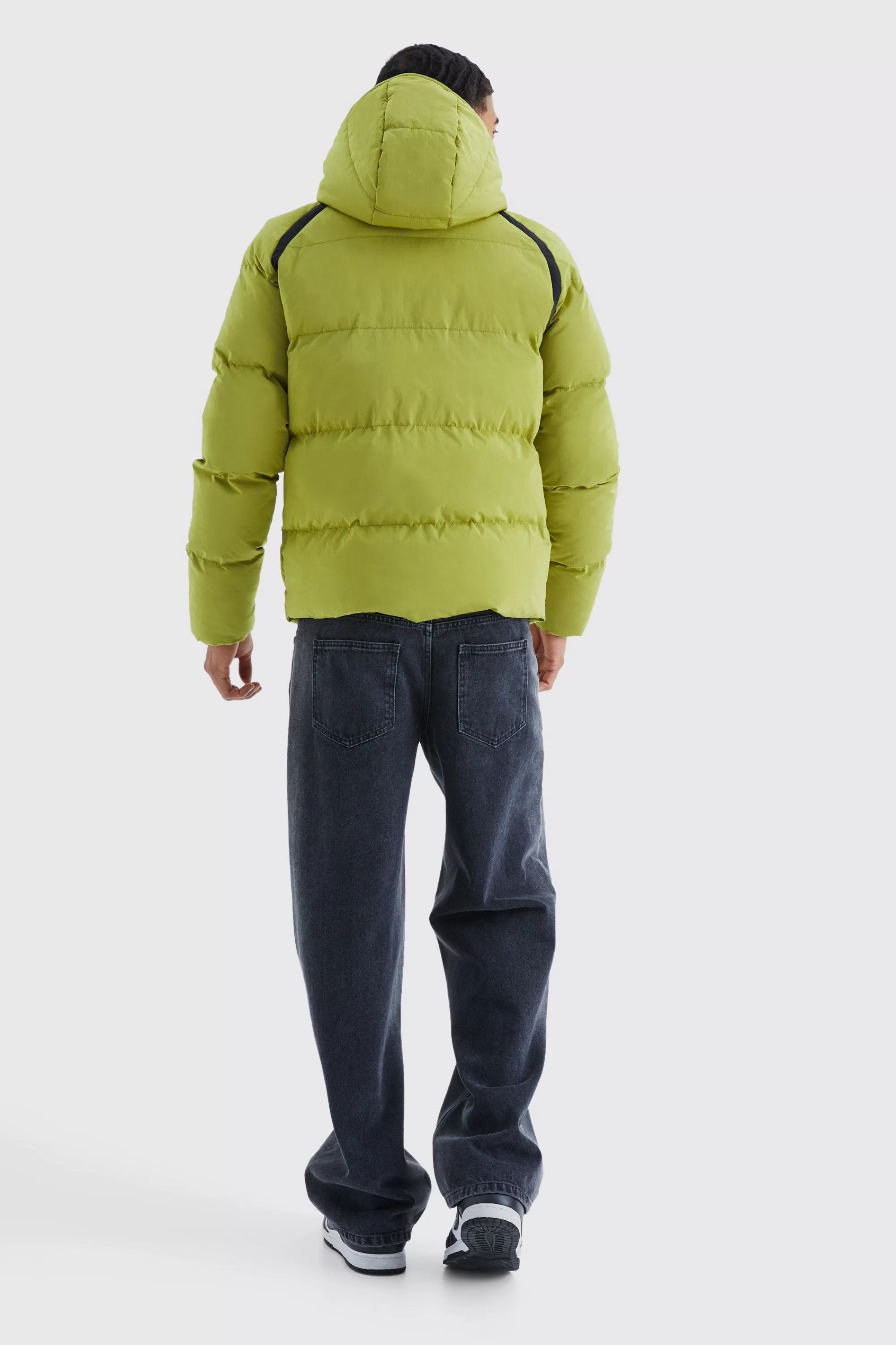 boohooMAN Crinkle Hooded Puffer | UK