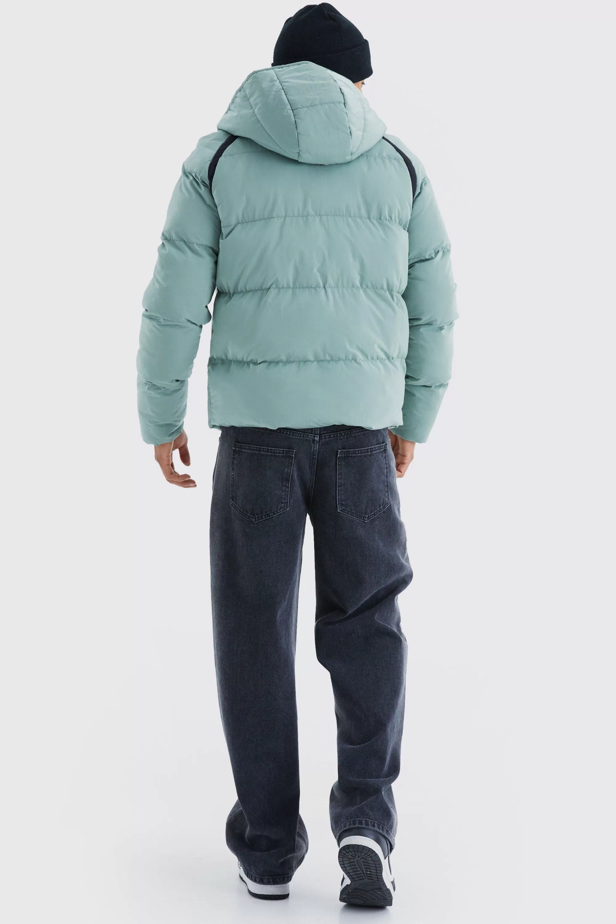 boohooMAN Crinkle Hooded Puffer | UK