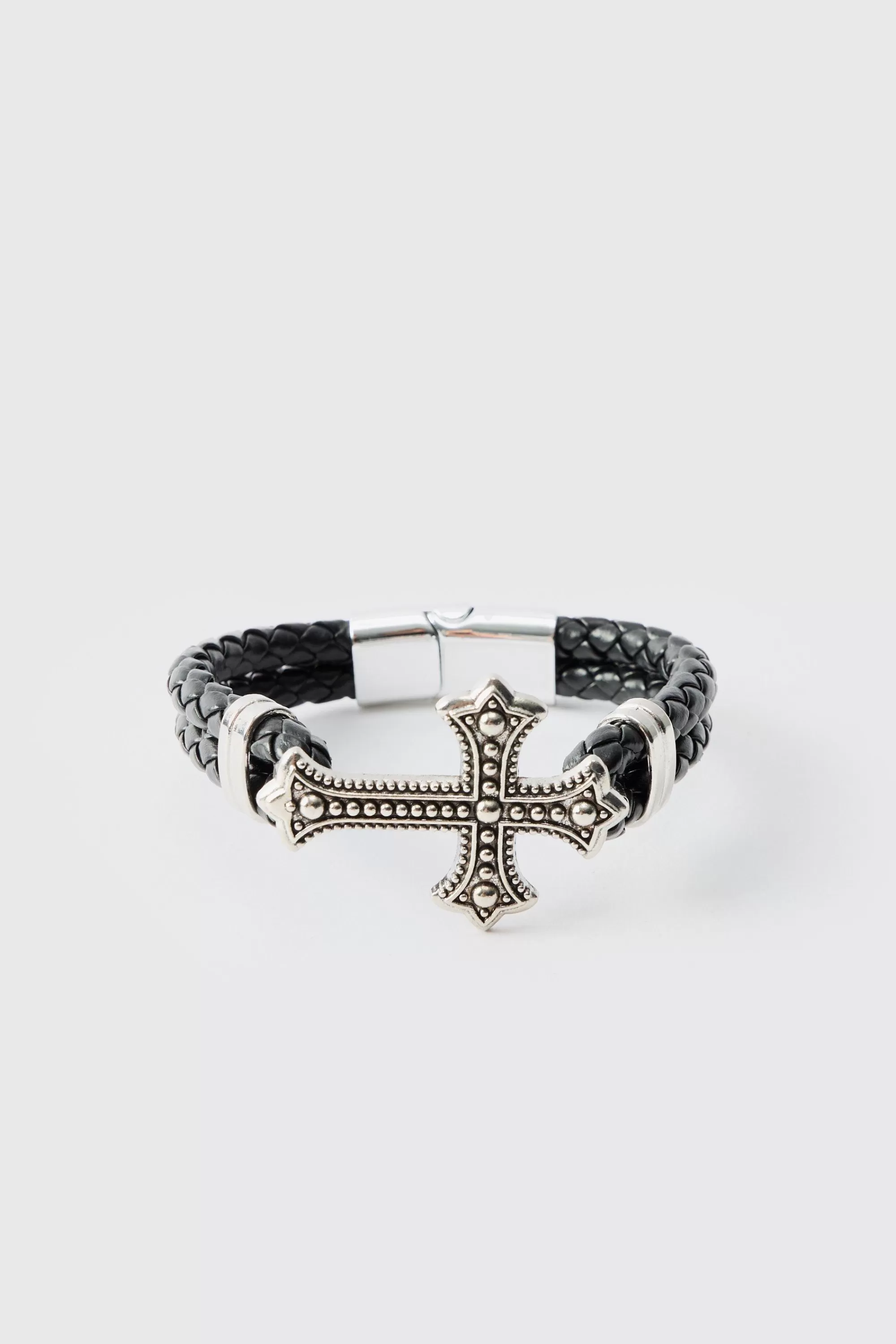 boohooMAN Cross Rope Bracelet | UK