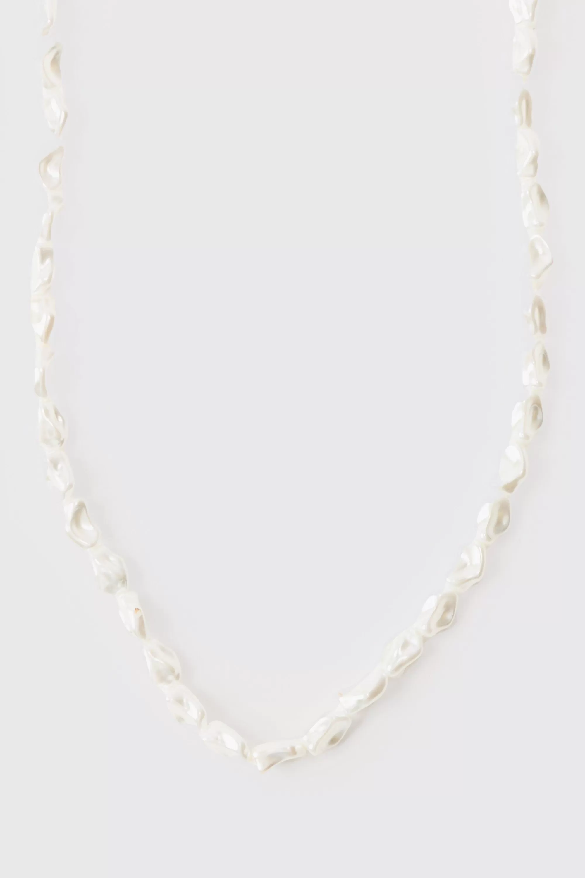 boohooMAN Crushed Pearl Effect Necklace | UK