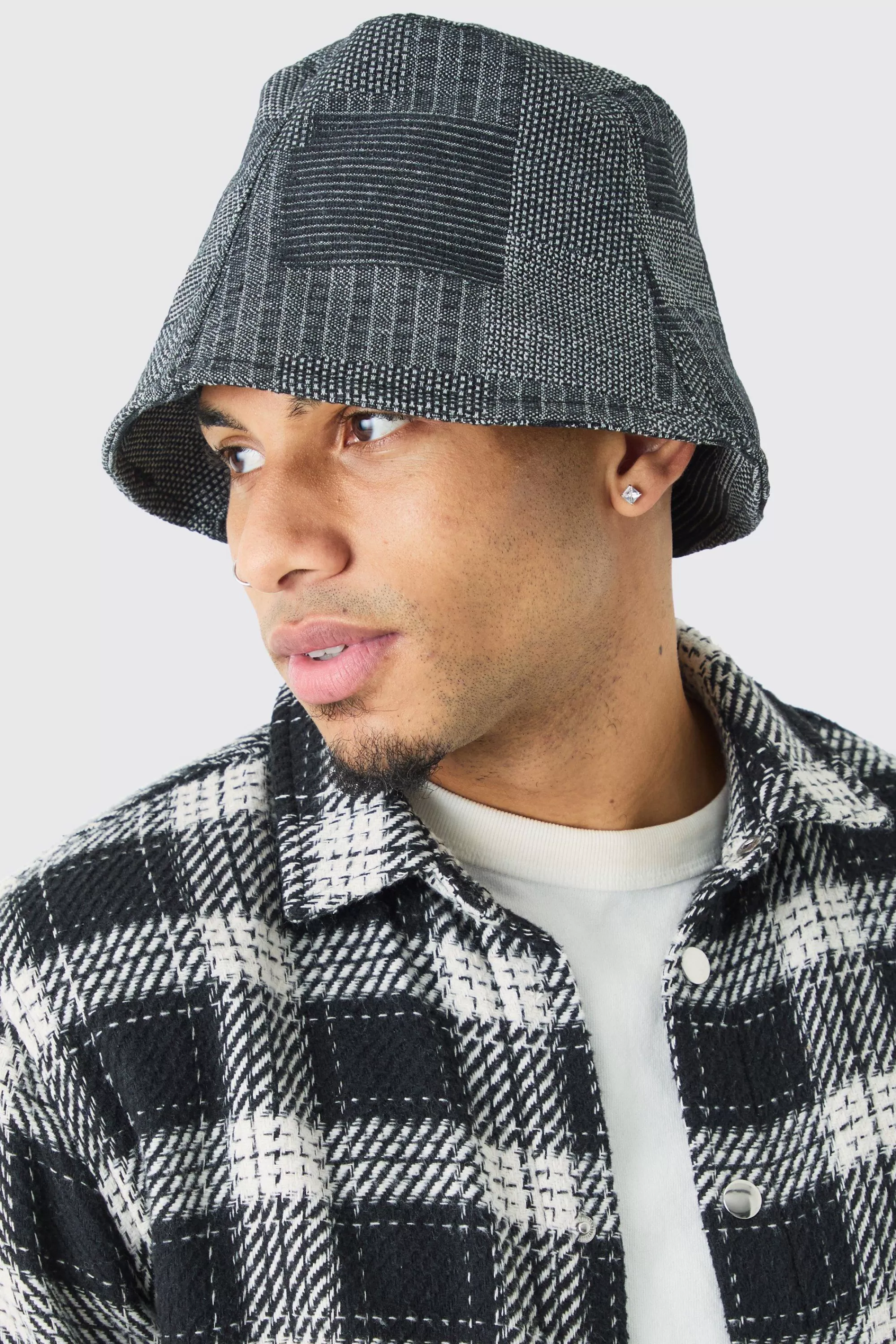 boohooMAN Denim Patchwork Bucket Hat | UK