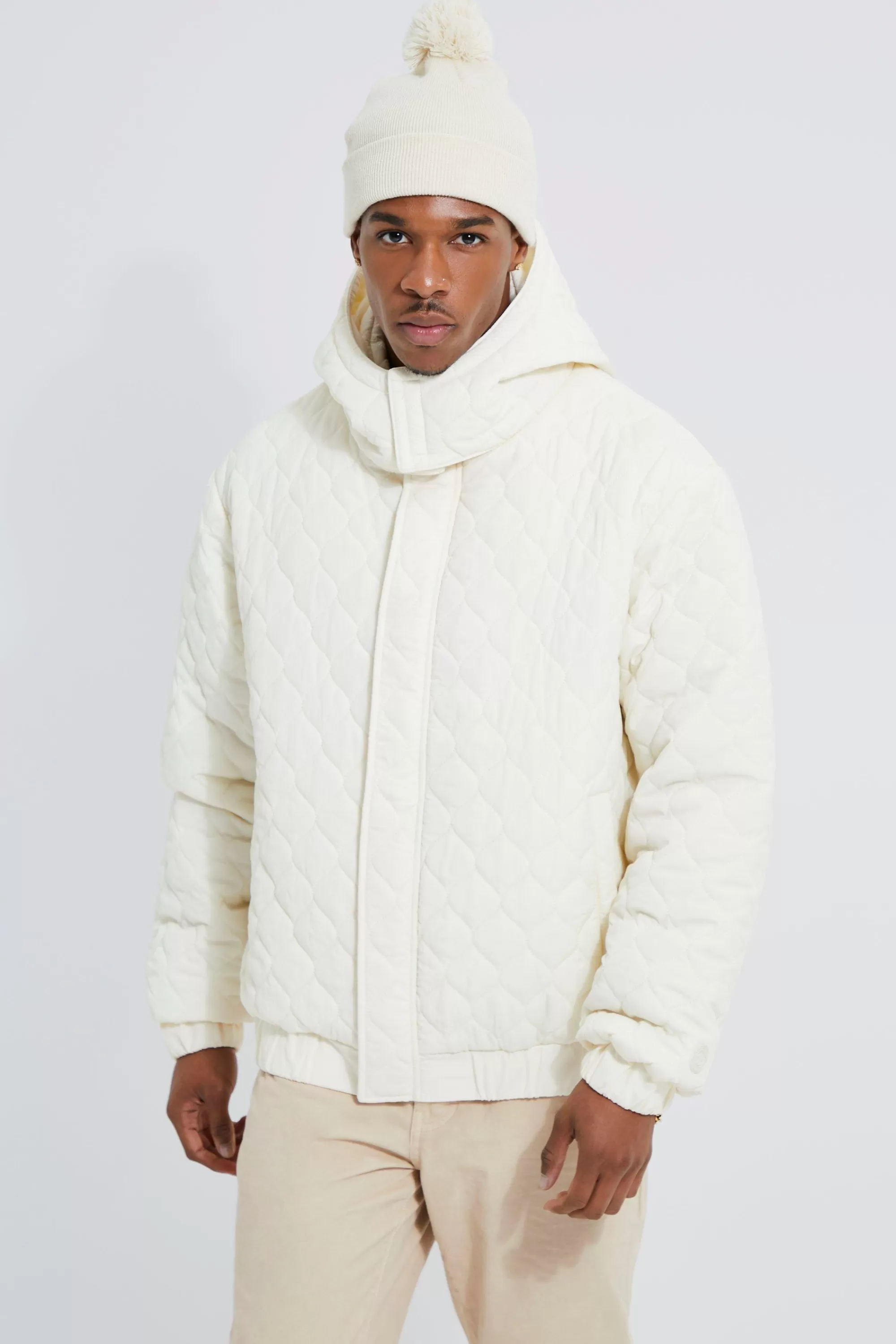 boohooMAN Diamond Quilted Hooded Puffer | UK