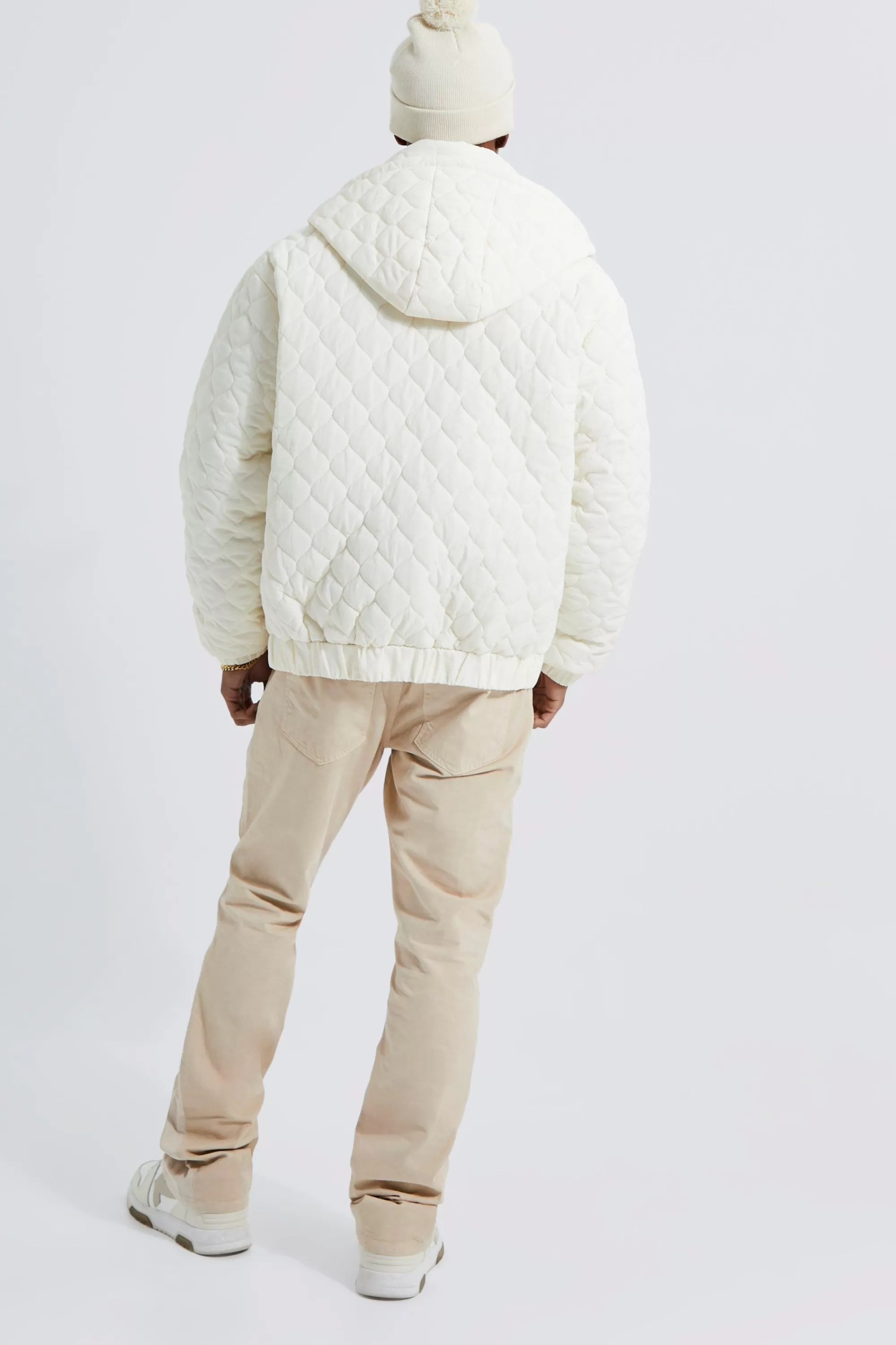 boohooMAN Diamond Quilted Hooded Puffer | UK