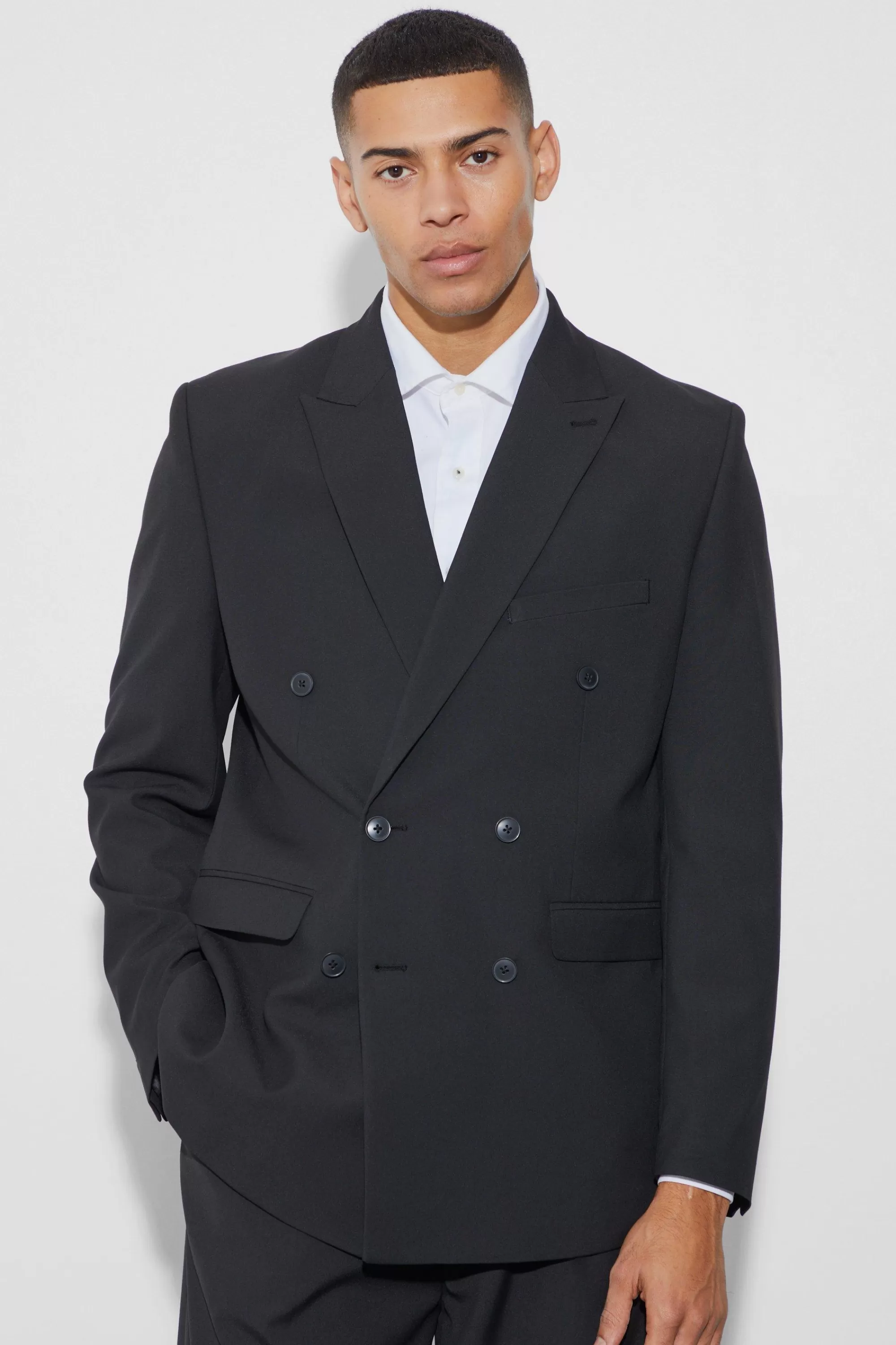 boohooMAN Double Breasted Relaxed Fit Blazer | UK