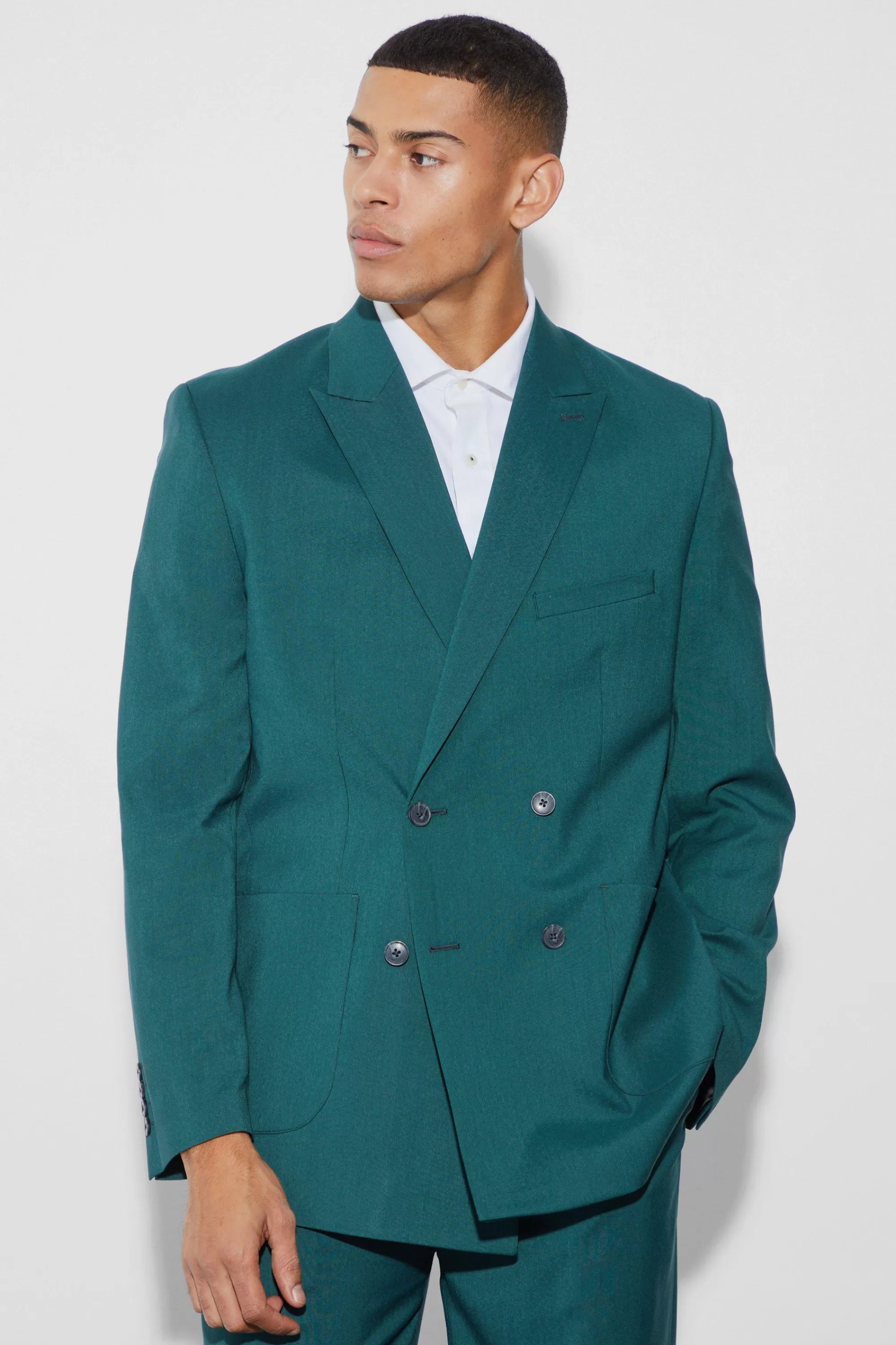boohooMAN Double Breasted Relaxed Fit Blazer | UK