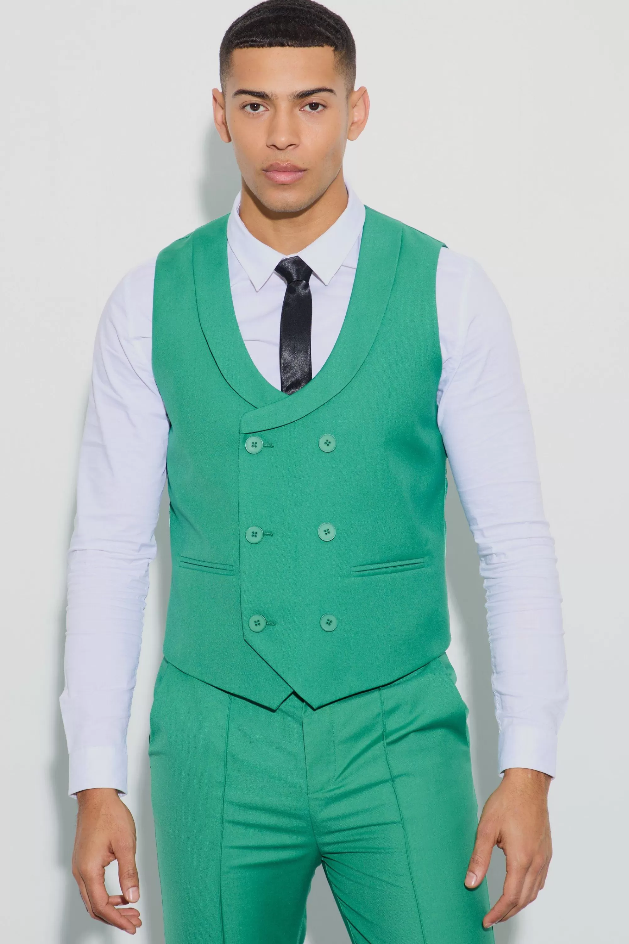 boohooMAN Double Breasted Waistcoat | UK