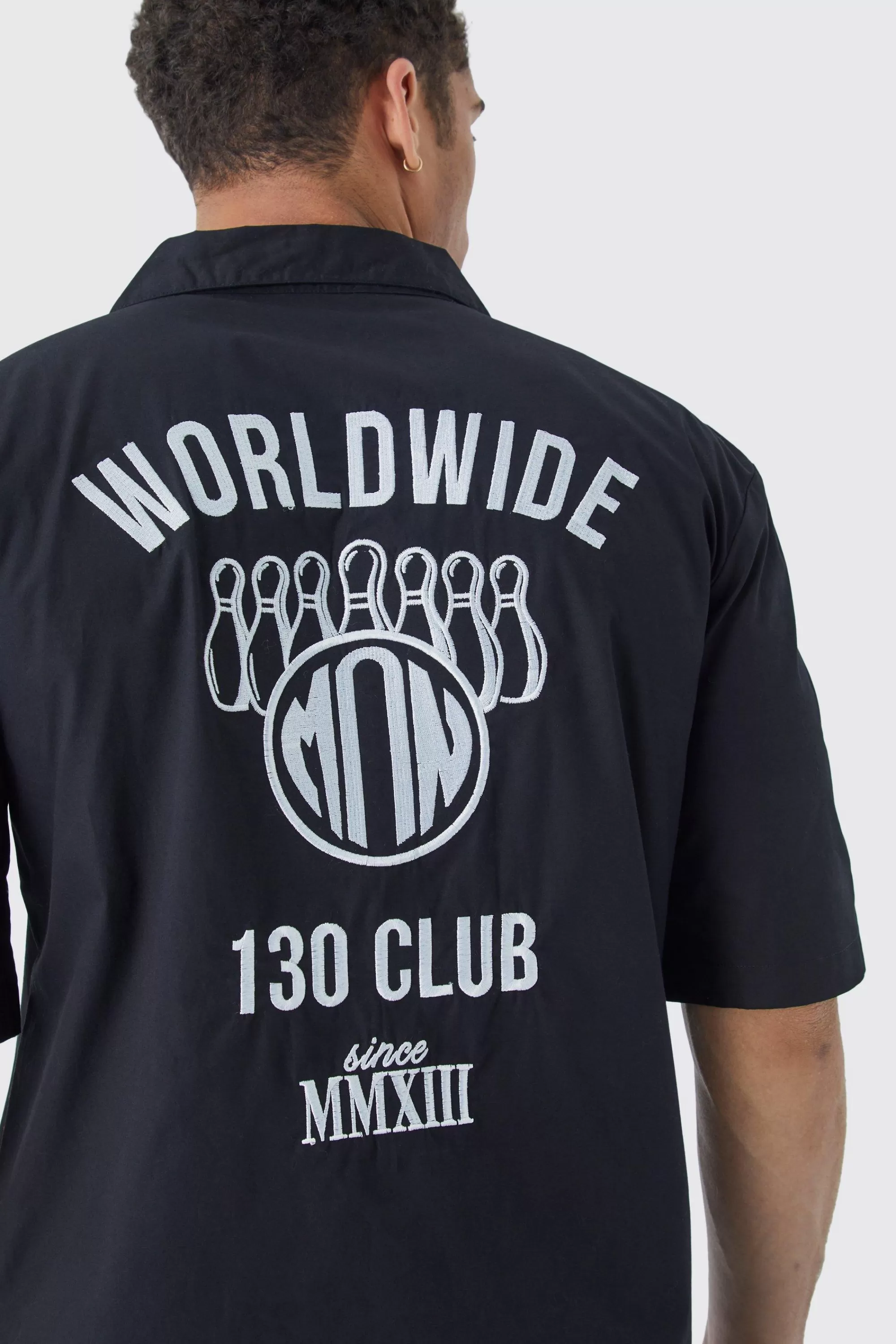 boohooMAN Dropped Revere Poplin Worldwide Club Shirt | UK