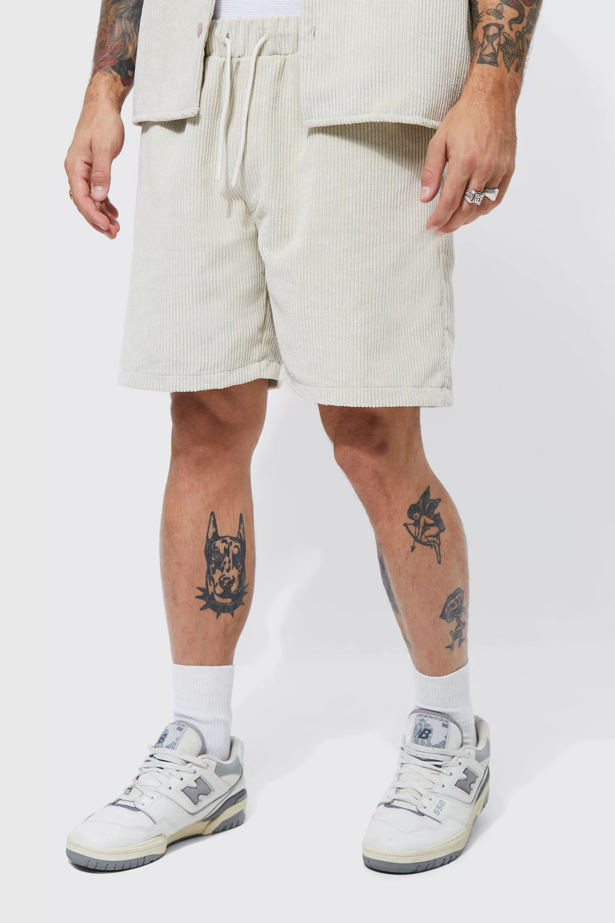 boohooMAN Cord Shirt And Shorts Set | UK