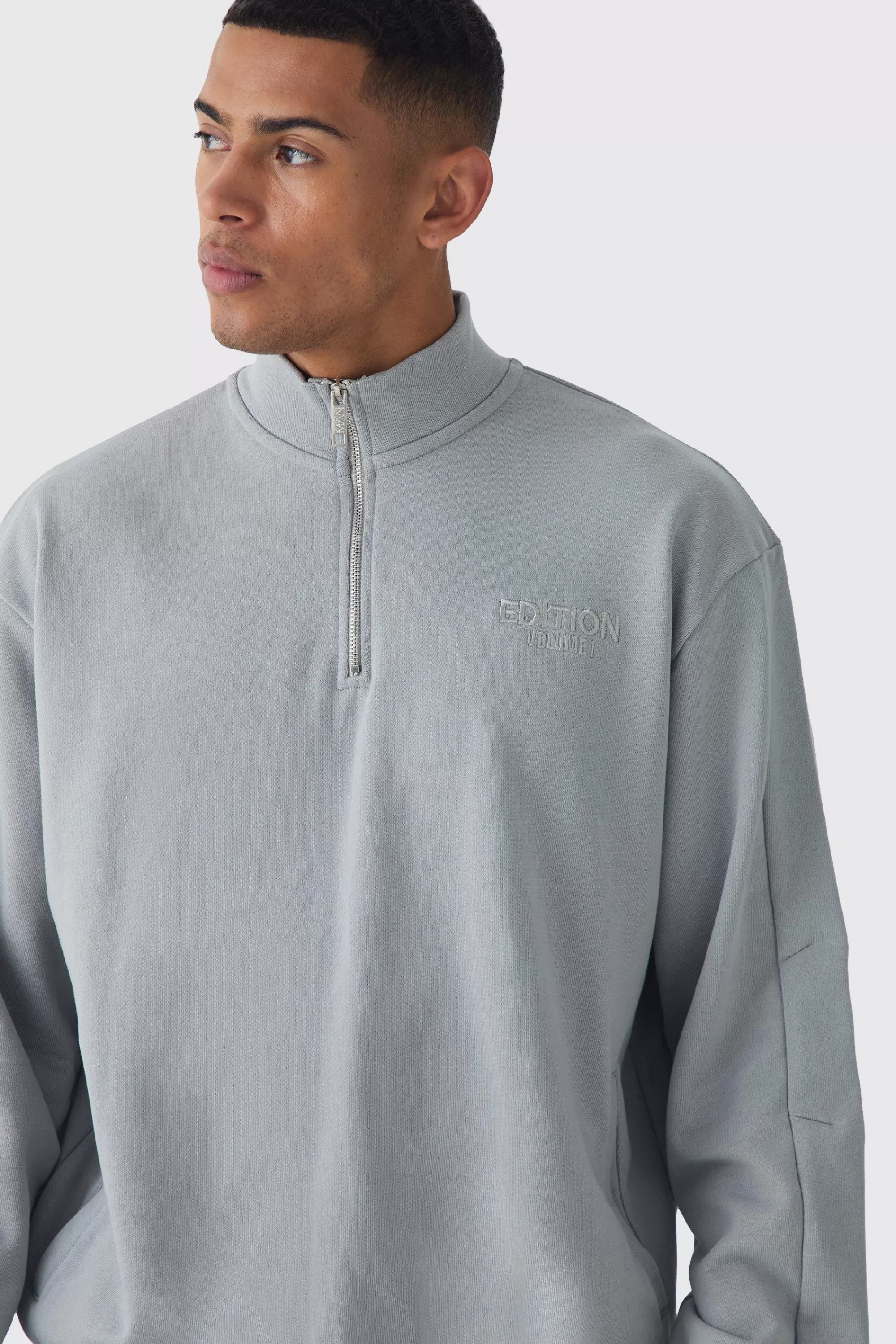 boohooMAN EDITION Oversized Boxy Heavyweight Funnel Neck Sweatshirt | UK