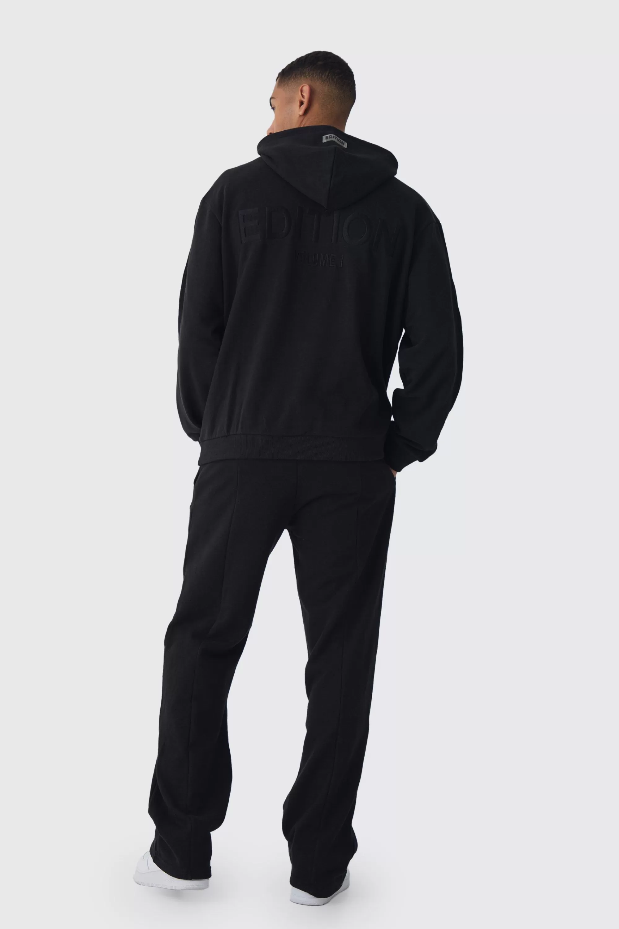 boohooMAN EDITION Oversized Heavyweight 1/4 Zip Pintuck Hoodie | UK