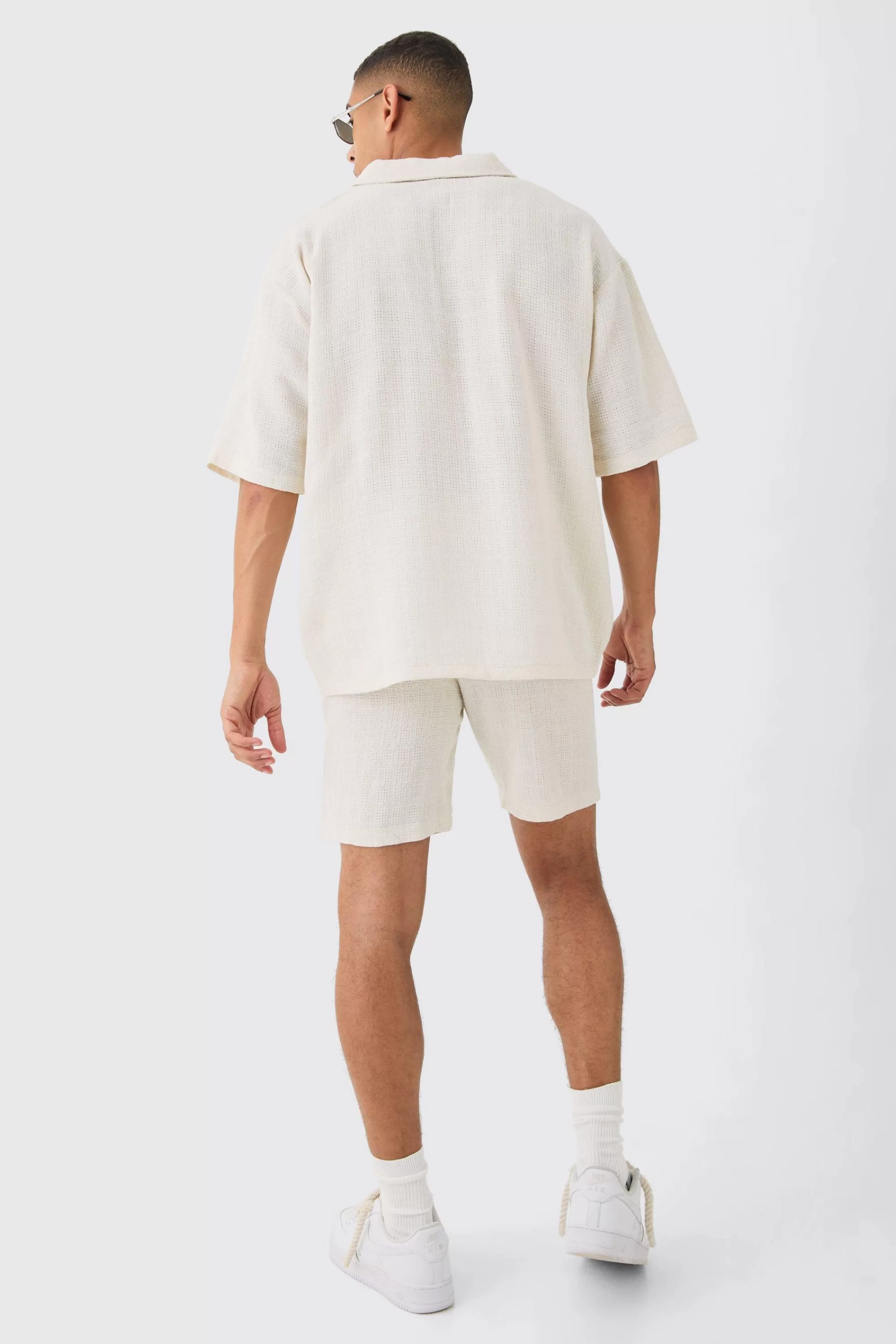 boohooMAN Elastic Waist Textured Comfort Short | UK
