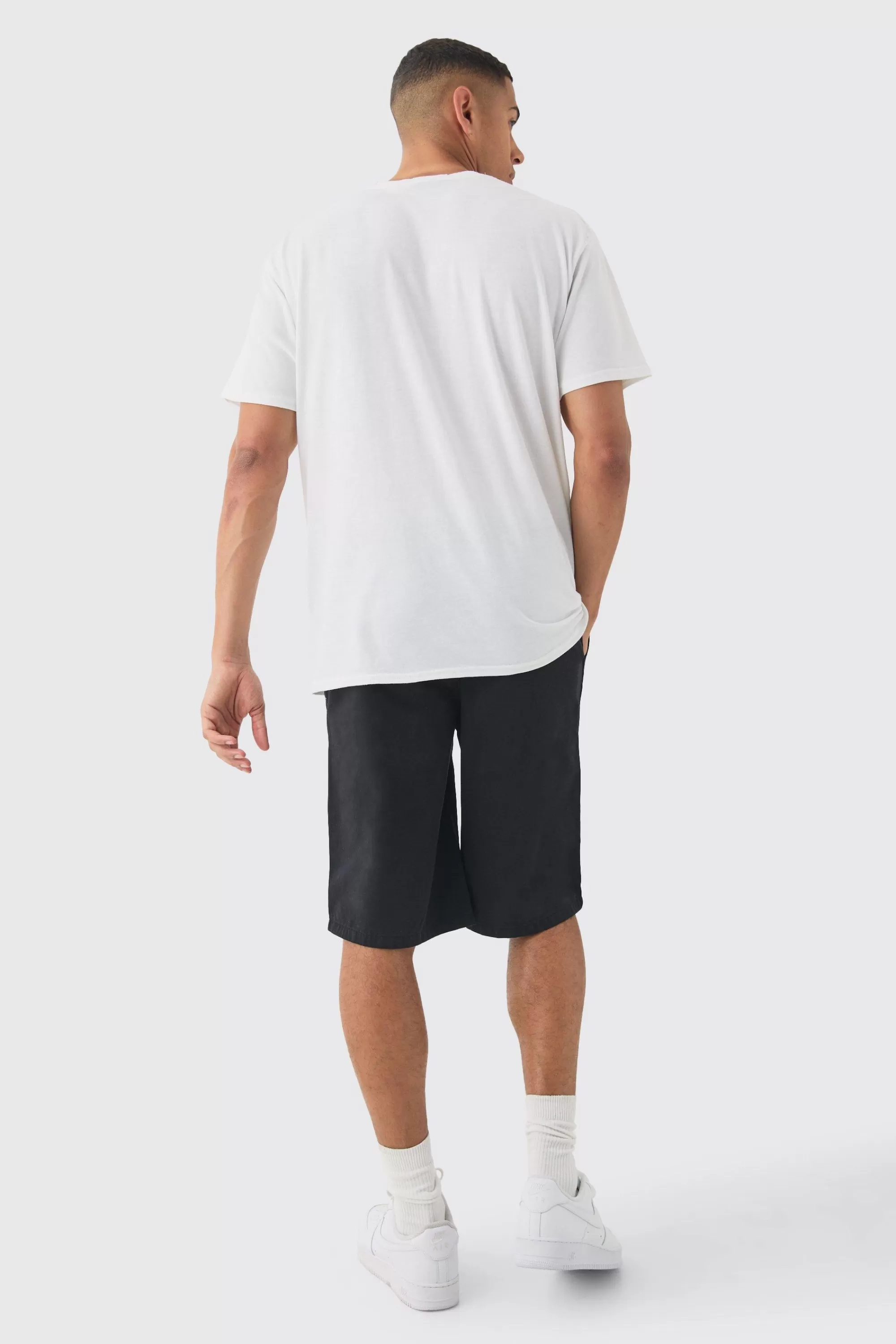 boohooMAN Elasticated Waist Applique Jorts | UK