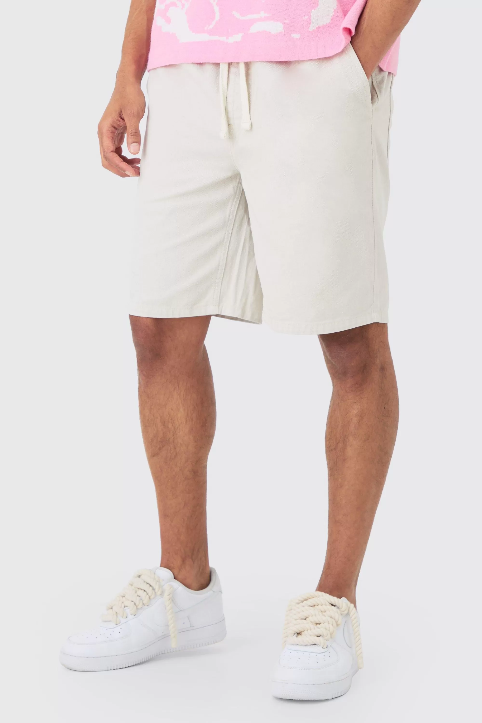 boohooMAN Elasticated Waist Drawcord Detail Relaxed Fit Shorts In | UK