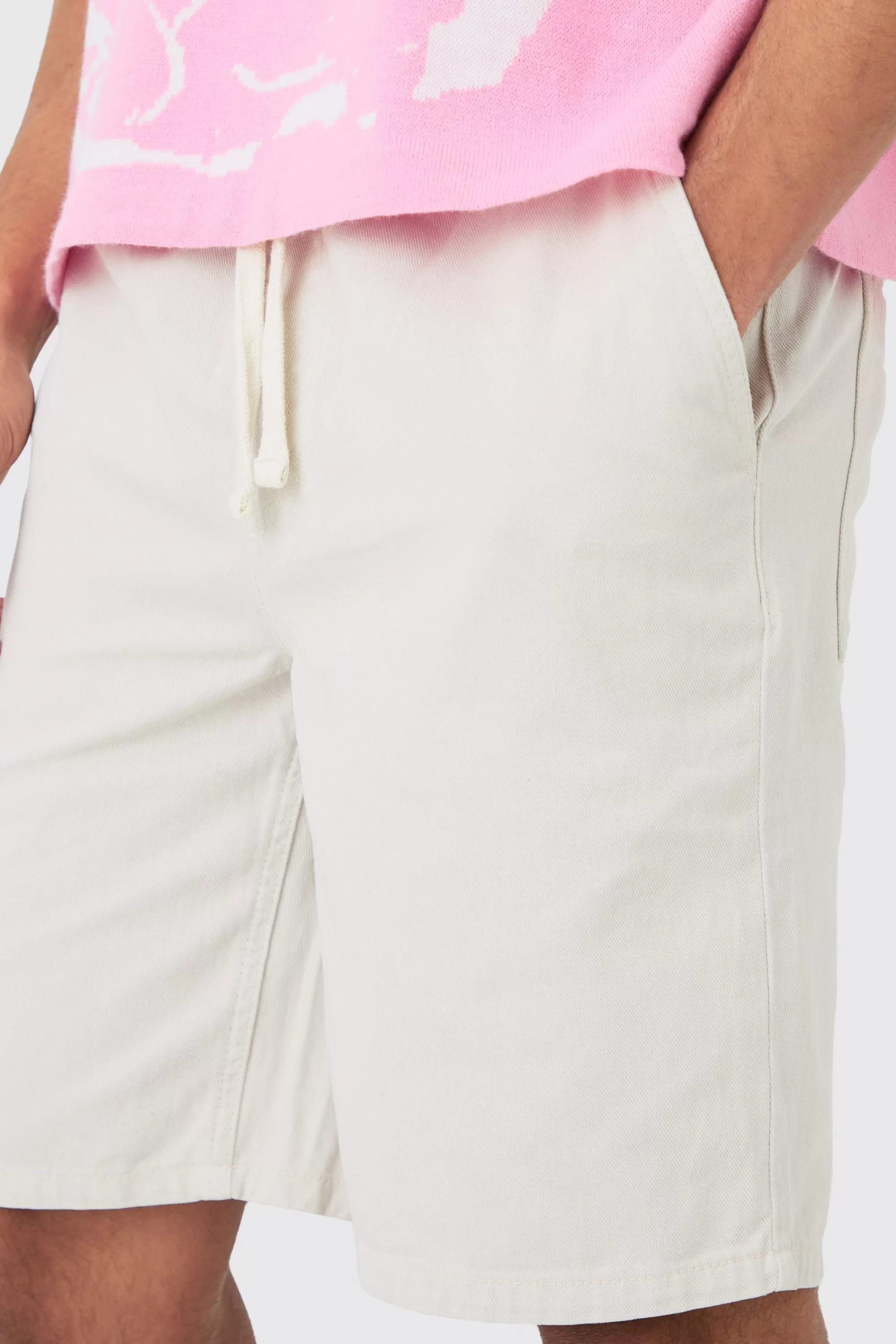 boohooMAN Elasticated Waist Drawcord Detail Relaxed Fit Shorts In | UK