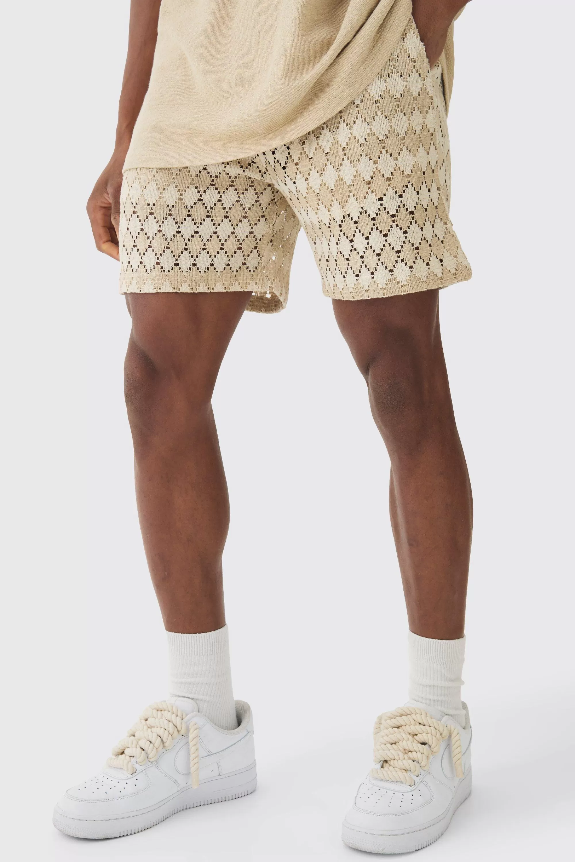 boohooMAN Elasticated Waist Jacquard Bermuda Shorts | UK