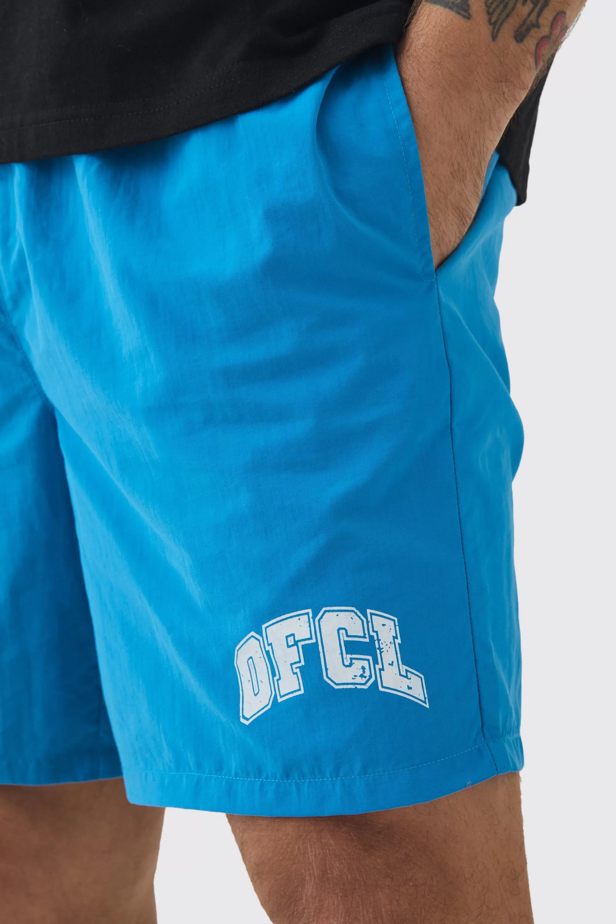 boohooMAN Elasticated Waist OFCL Shell Shorts In | UK