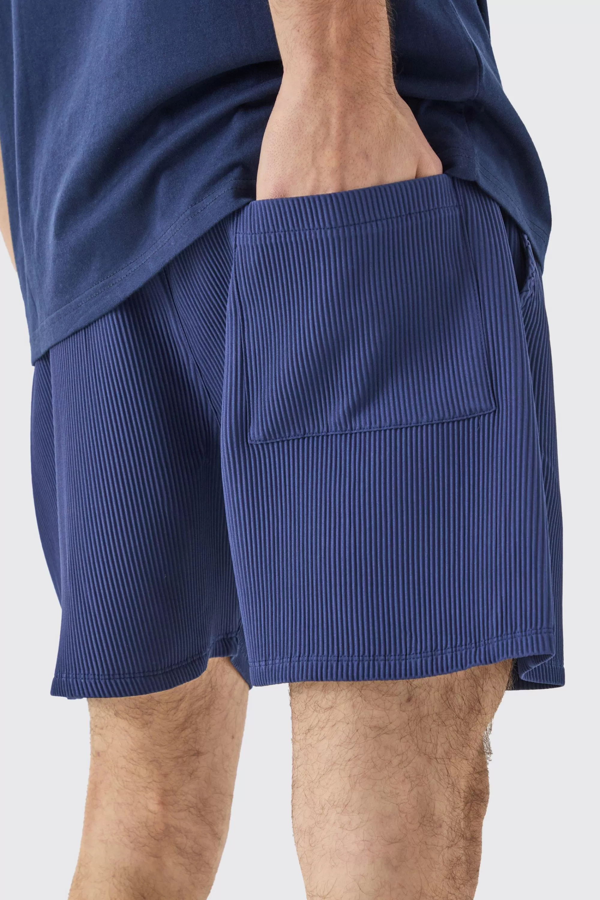 boohooMAN Elasticated Waist Pleated Drawcord Shorts | UK