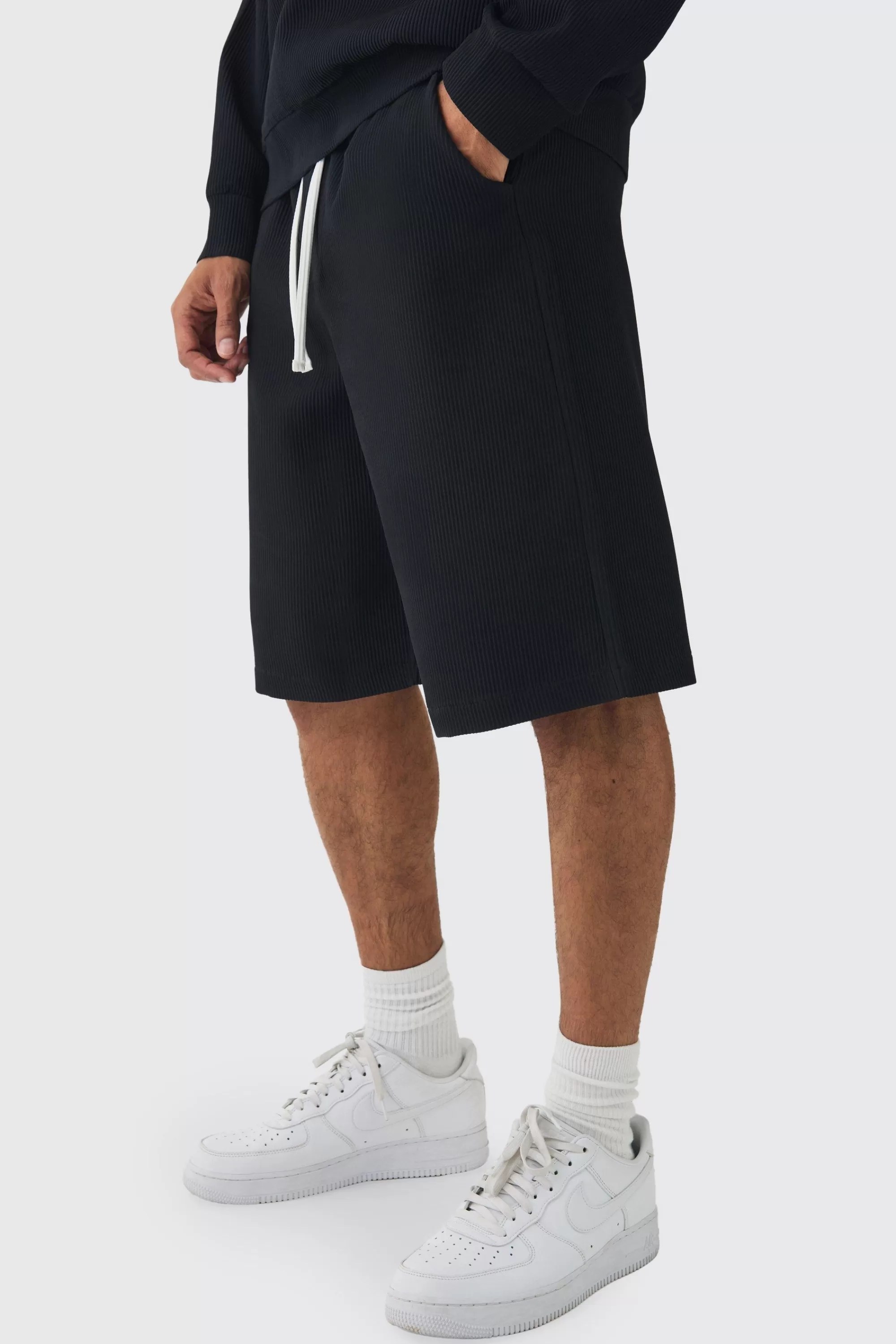 boohooMAN Elasticated Waist Pleated Jorts | UK