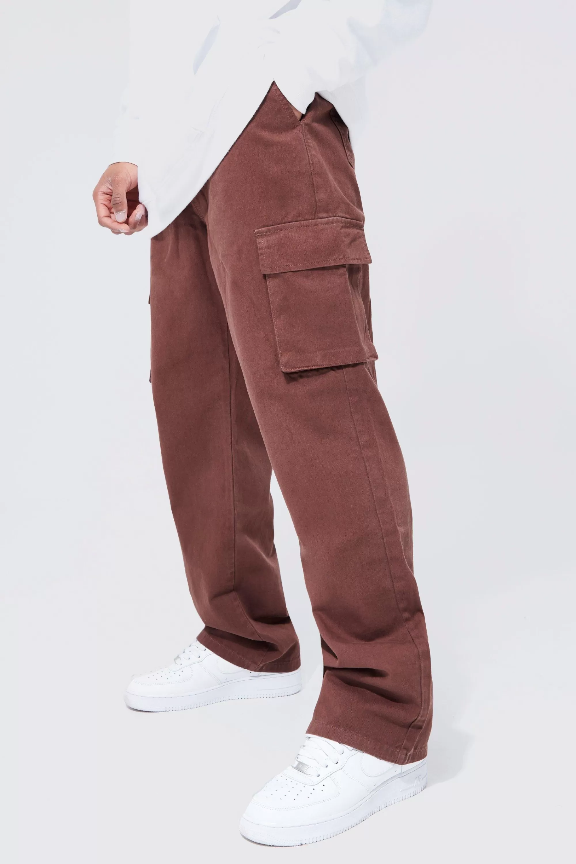 boohooMAN Elasticated Waist Relaxed Fit Cargo Trouser | UK
