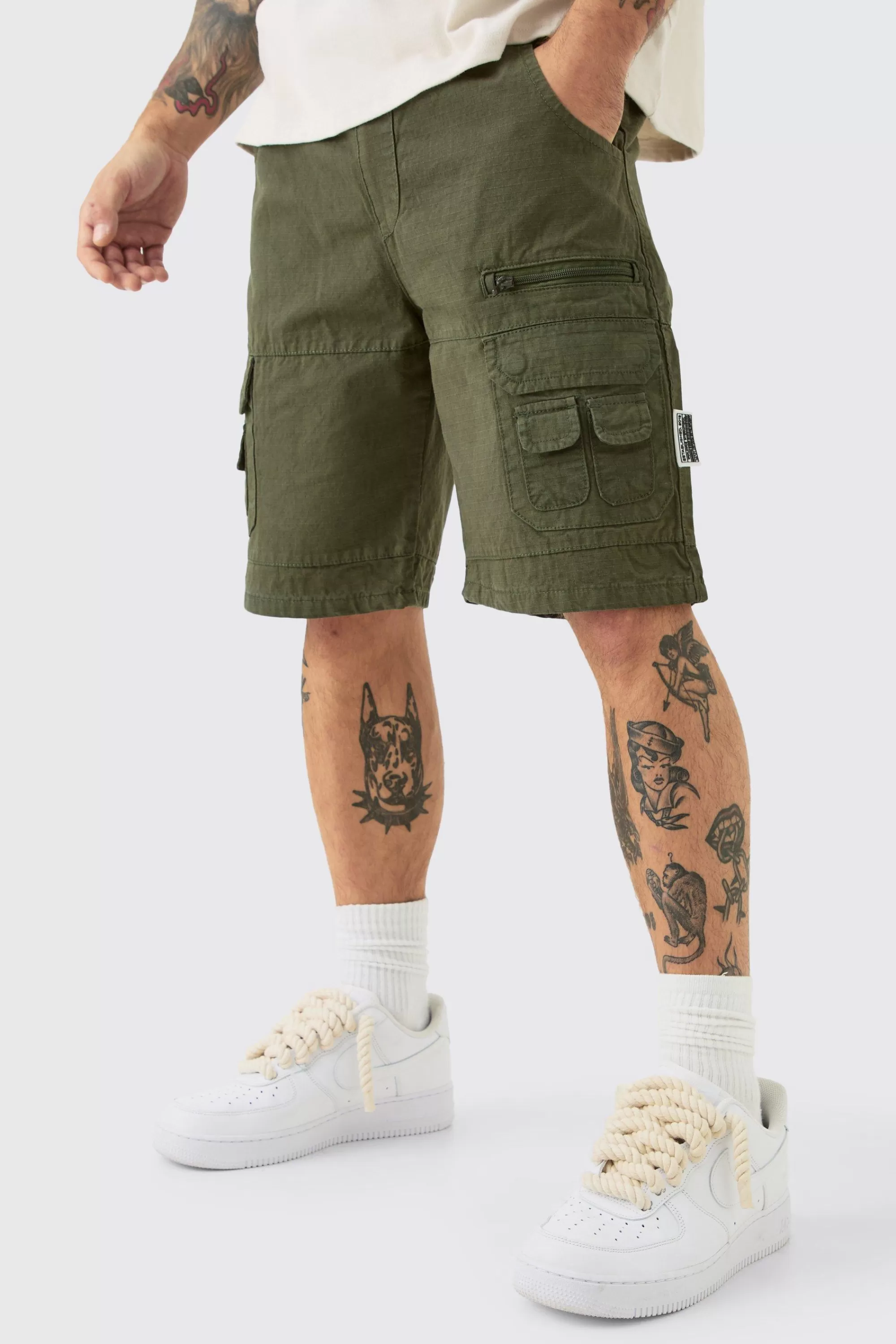 boohooMAN Elasticated Waist Ripstop Bungee Cargo Short | UK