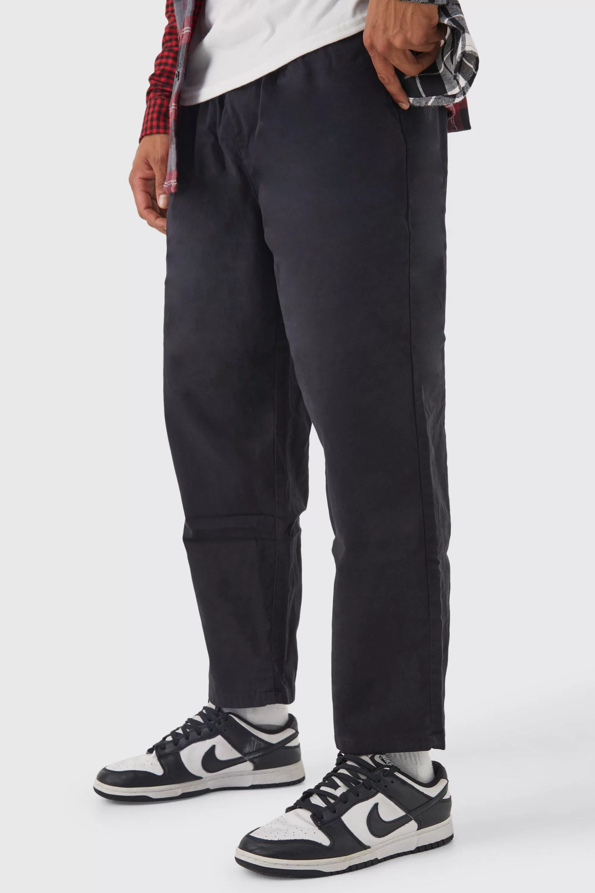 boohooMAN Elasticated Waist Skate Chino Trouser | UK