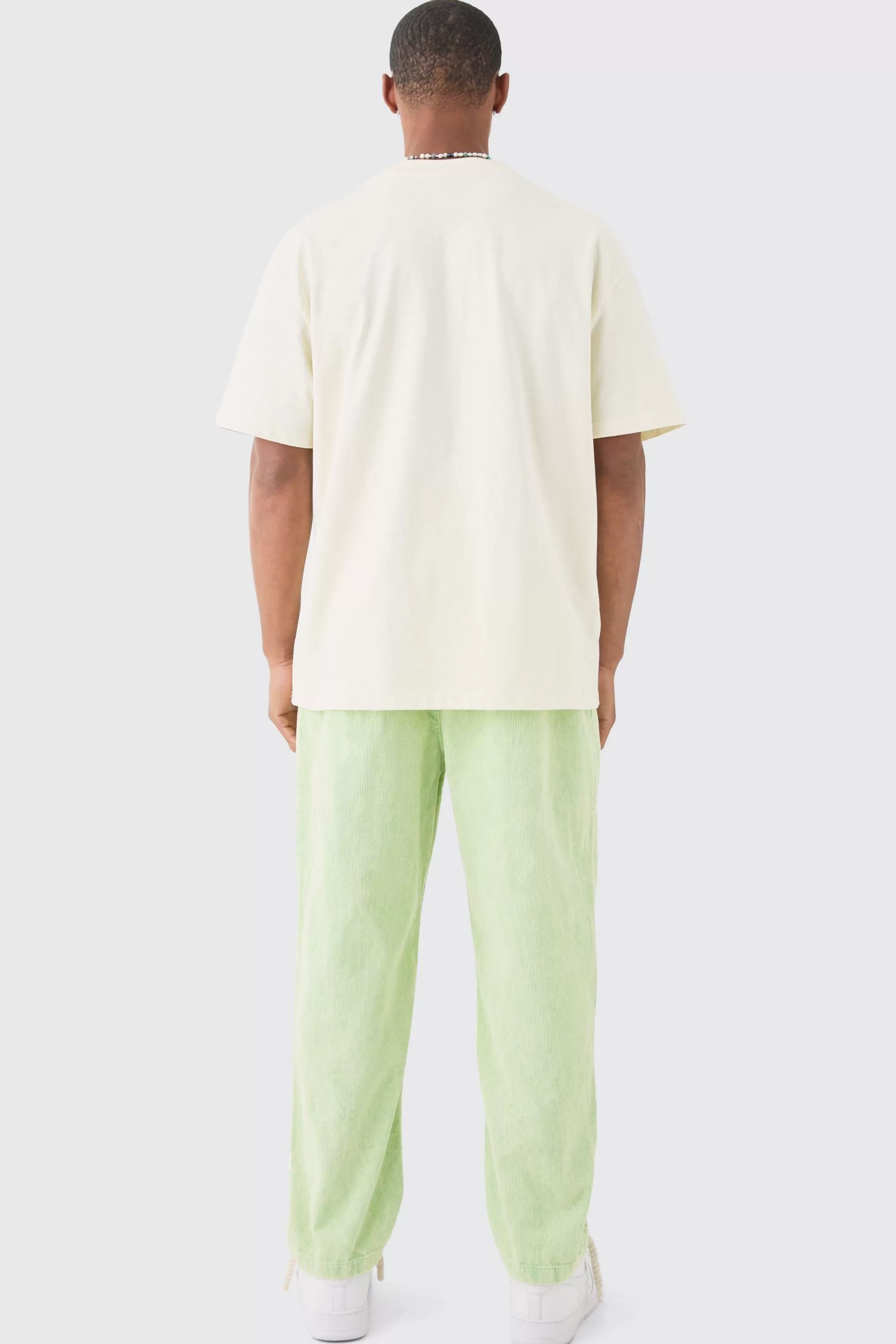 boohooMAN Elasticated Waist Skate Cord Trouser In | UK