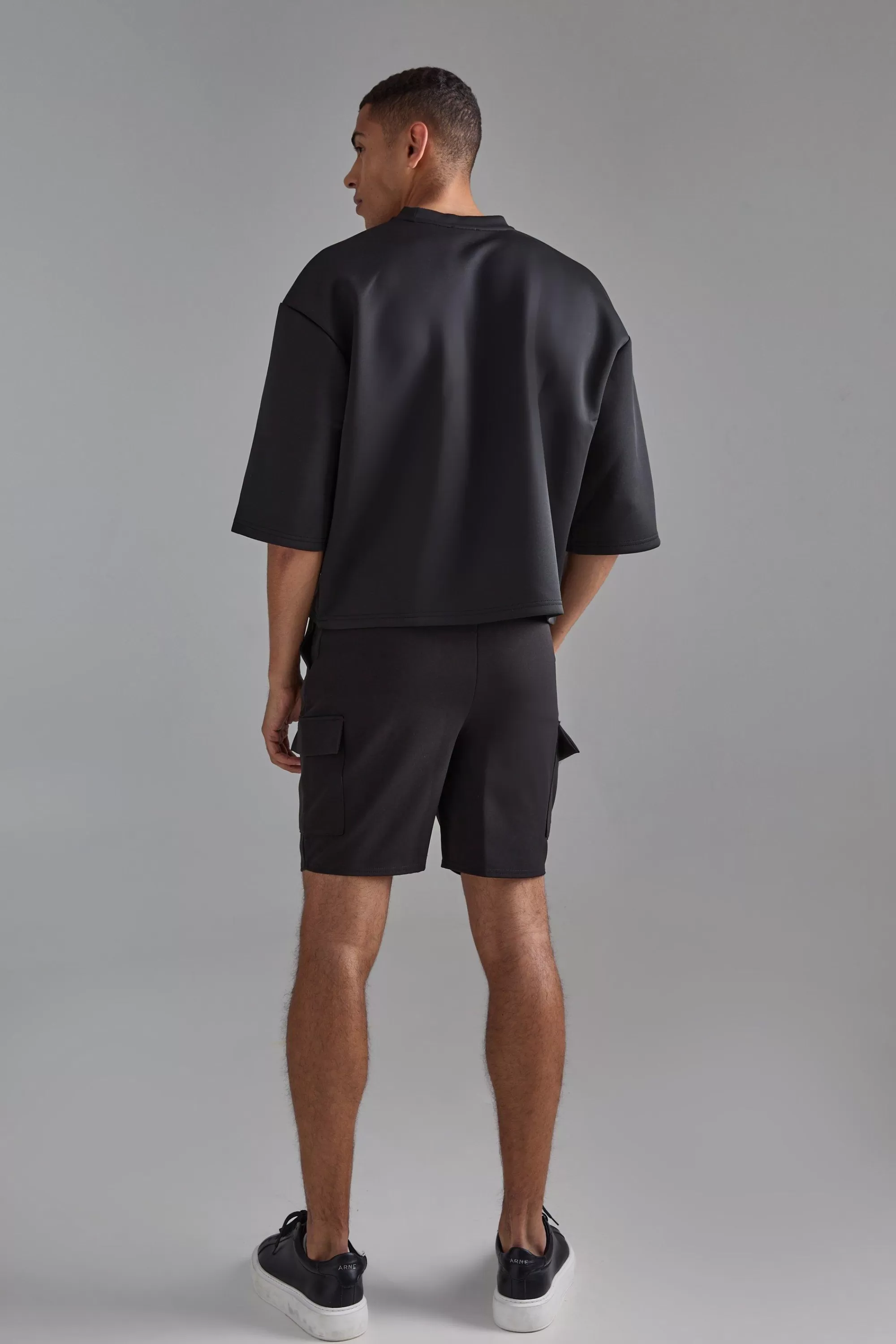 boohooMAN Elasticated Waist Skinny Fit Cargo Shorts | UK