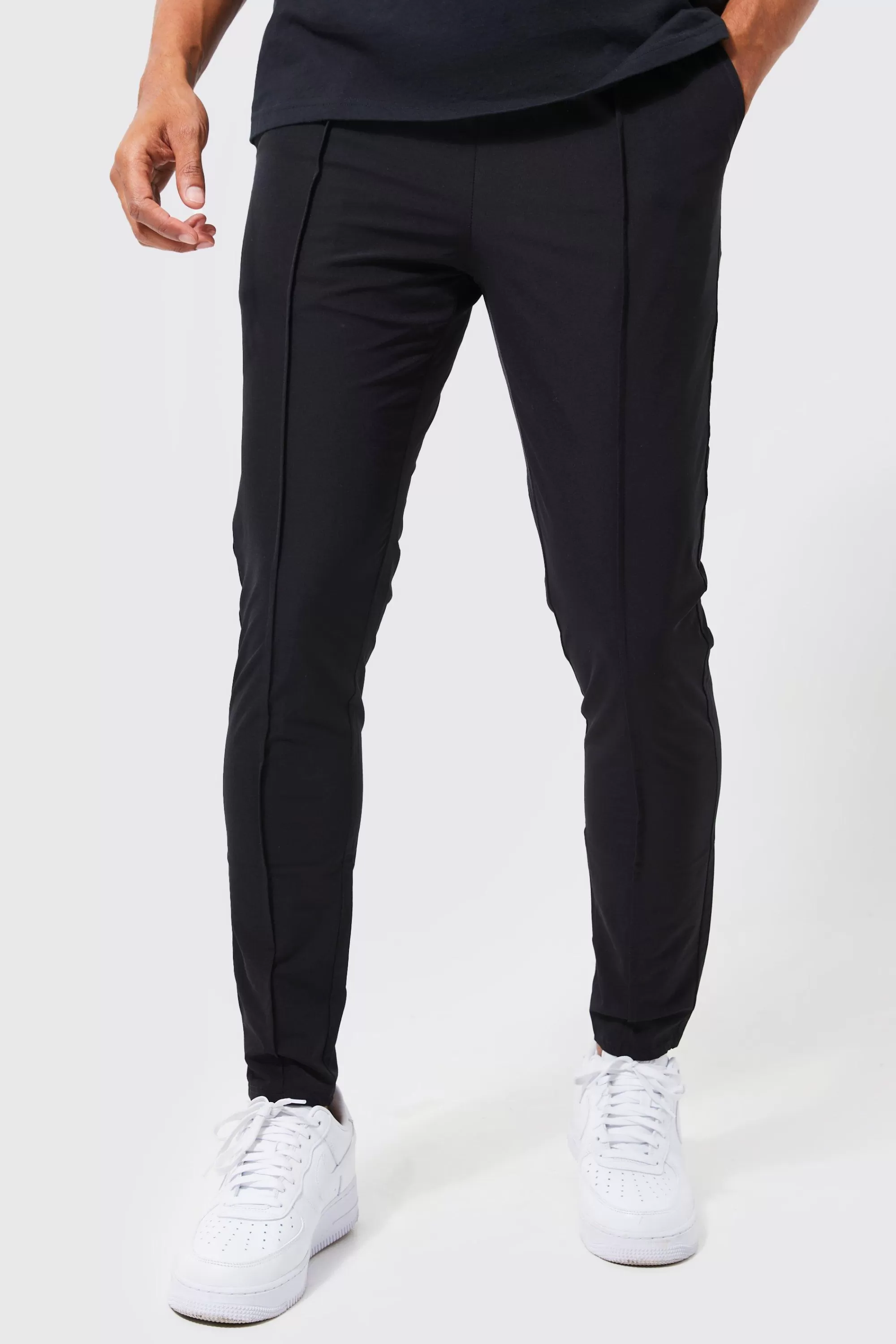 boohooMAN Elasticated Waist Skinny Stretch Golf Trousers | UK