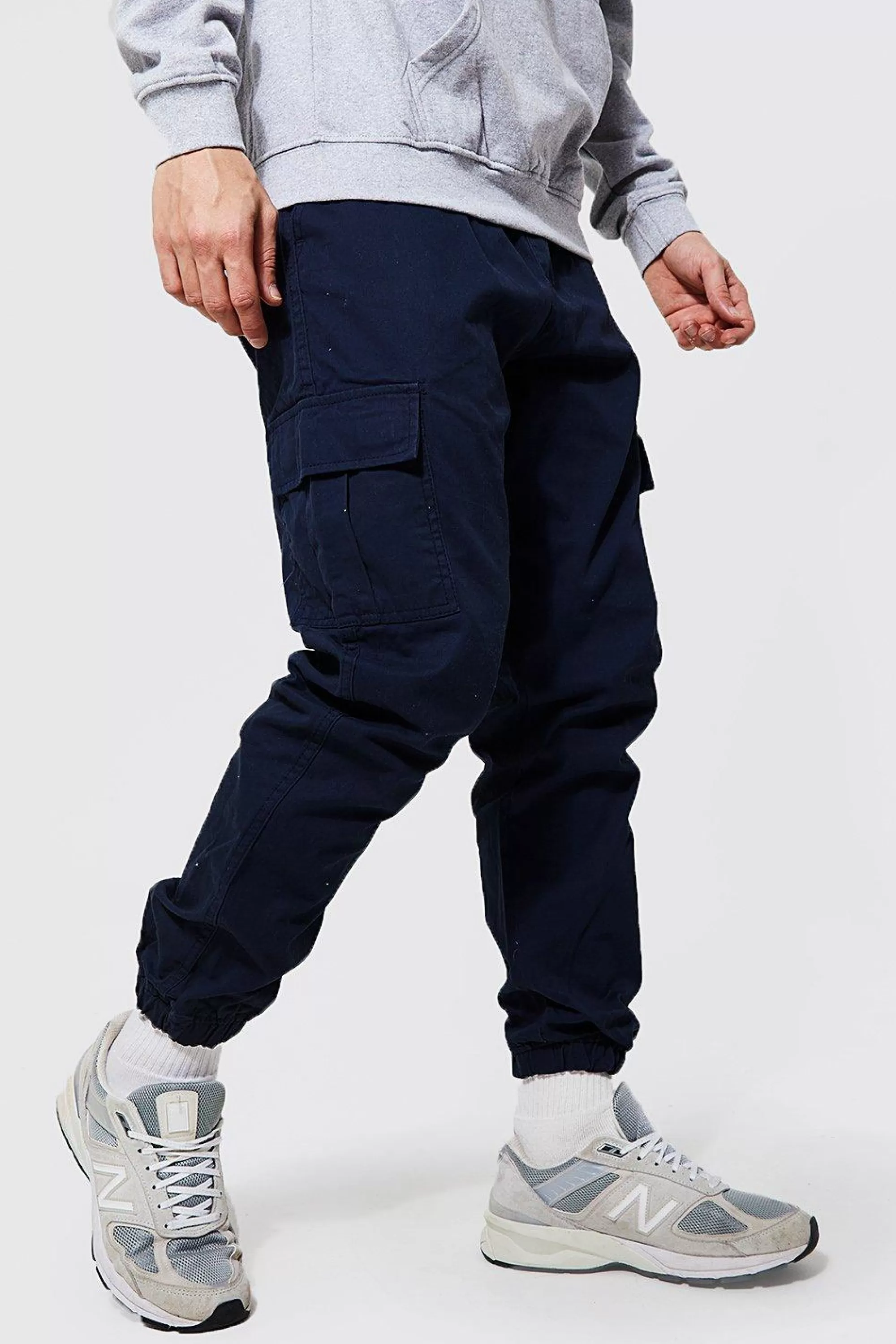 boohooMAN Elasticated Waist Slim Fit Cargo Trouser | UK