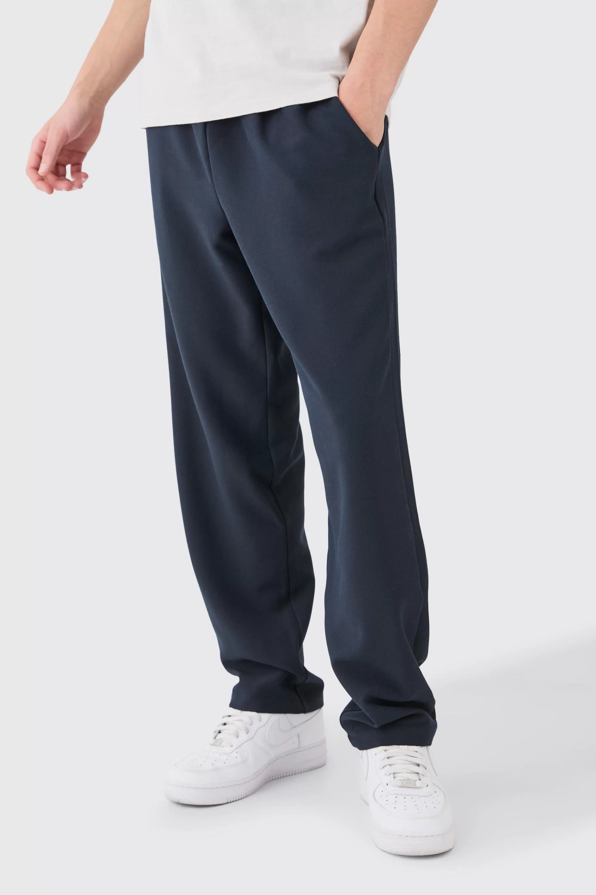 boohooMAN Elasticated Waist Straight Fit Trousers | UK