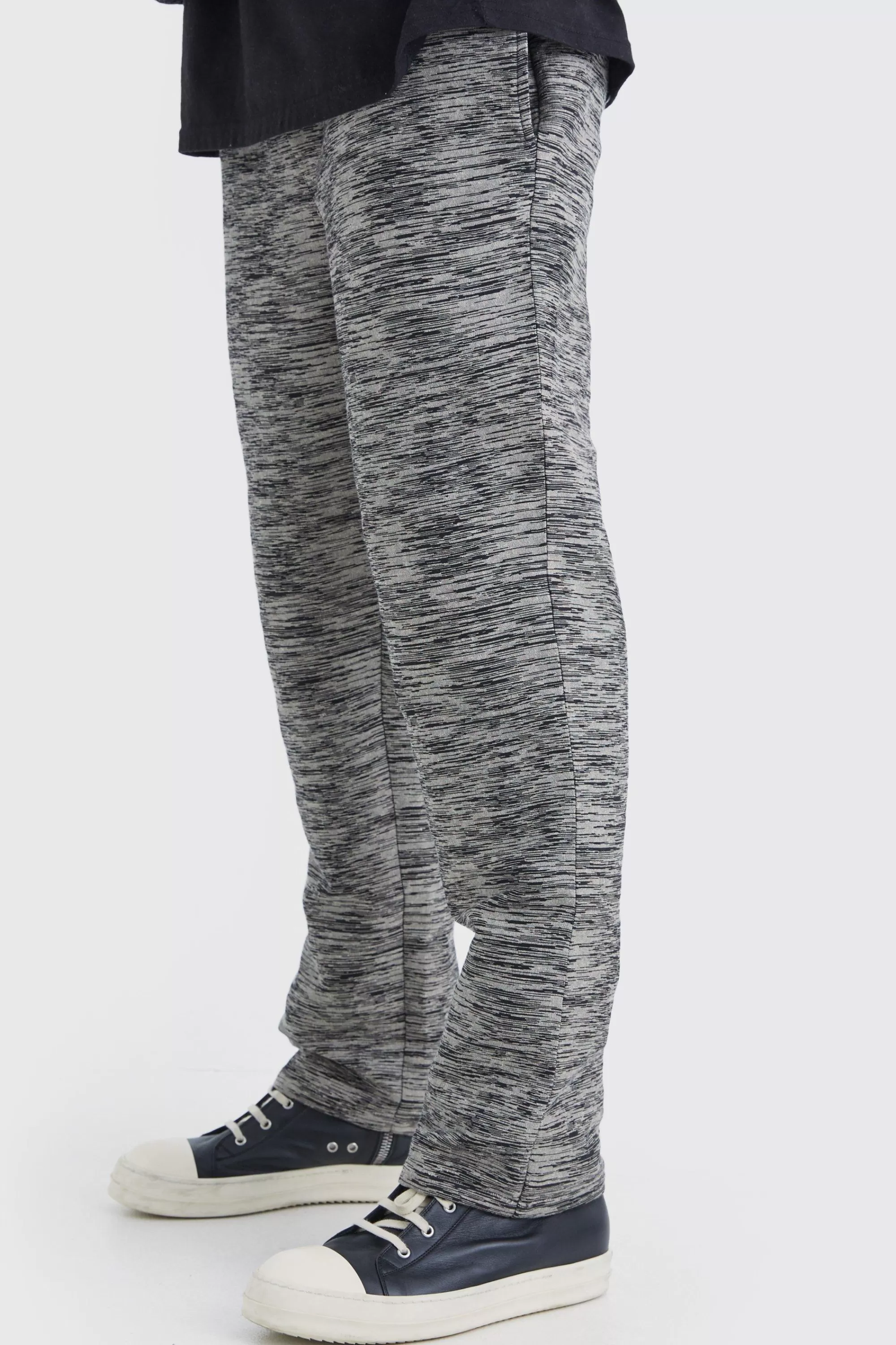 boohooMAN Elasticated Waist Straight Marble Jacquard Cargo Trouser | UK