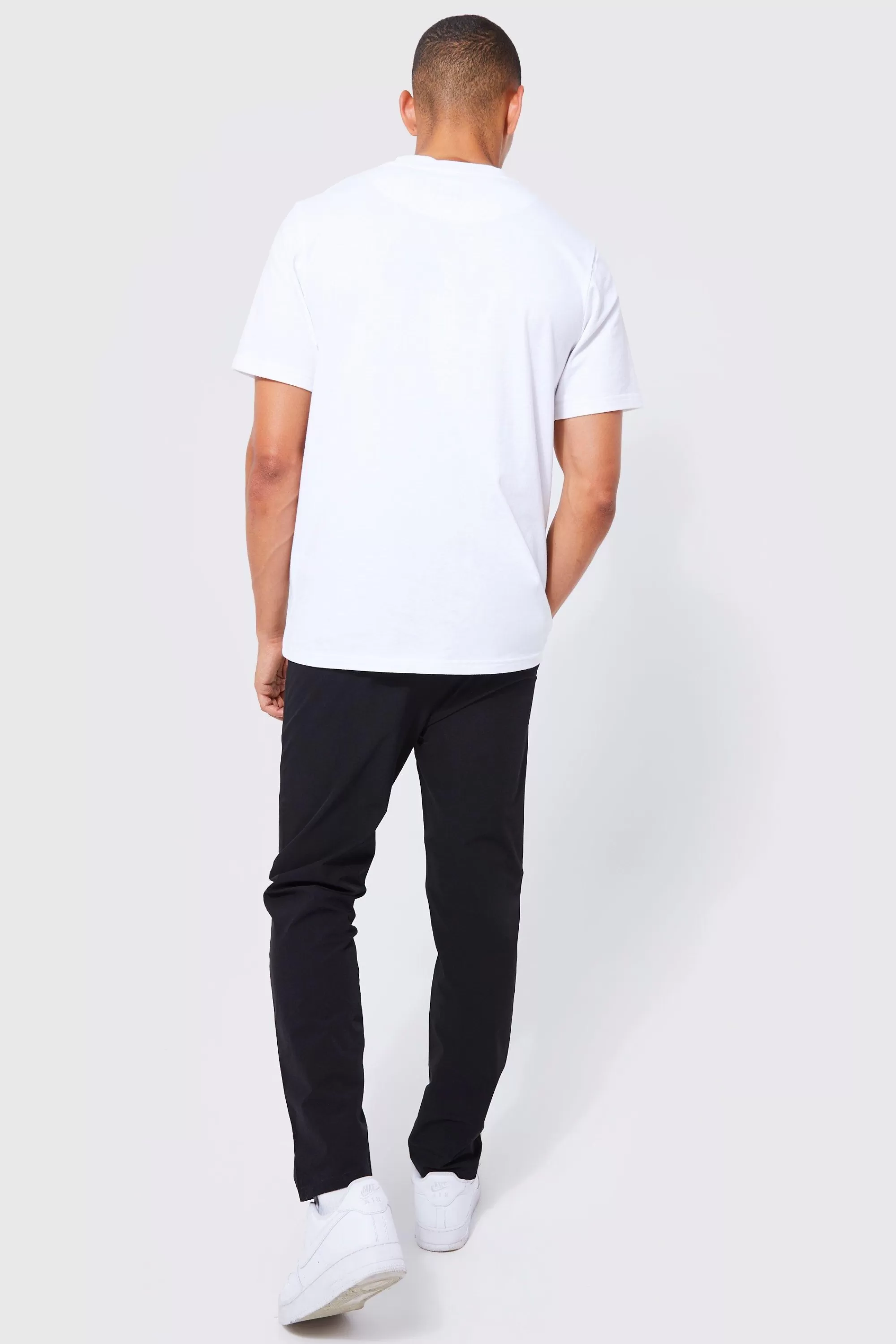 boohooMAN Elasticated Waist Technical Golf Stretch Slim Trouser | UK