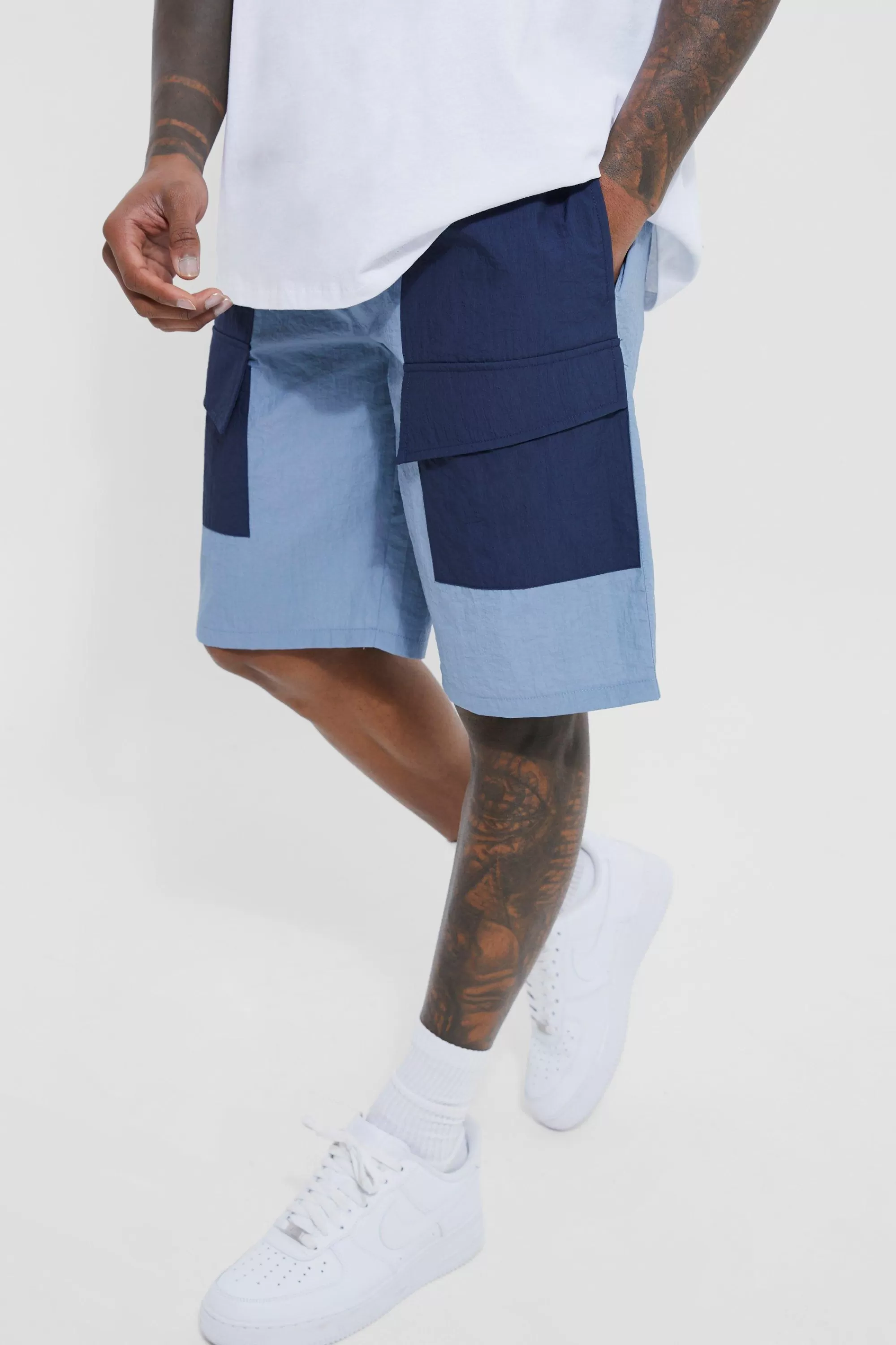 boohooMAN Elasticated Waist Technical Stretch Comfort Cargo Short | UK