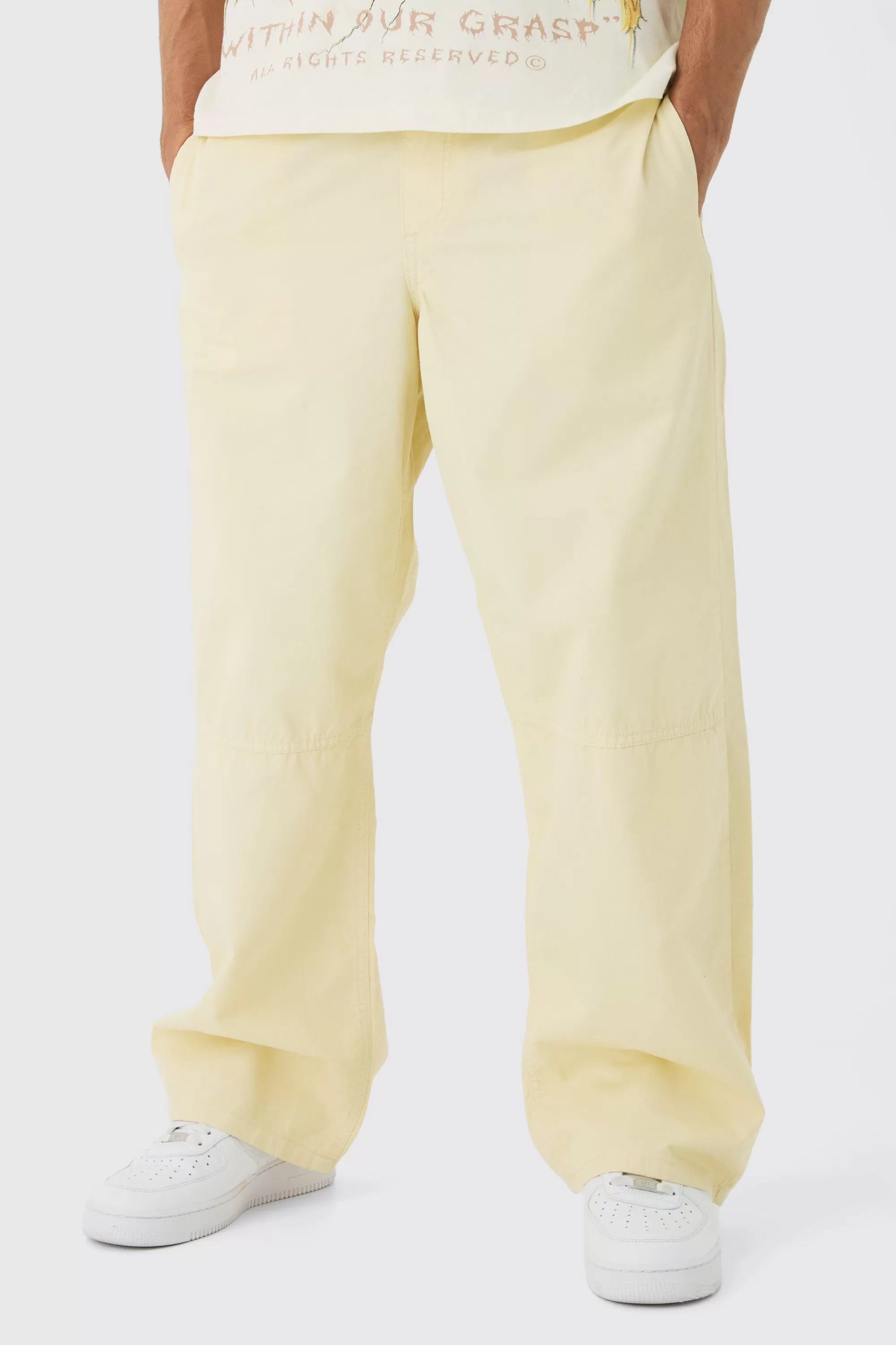 boohooMAN Elasticated Waist Washed Baggy Parachute Trouser | UK