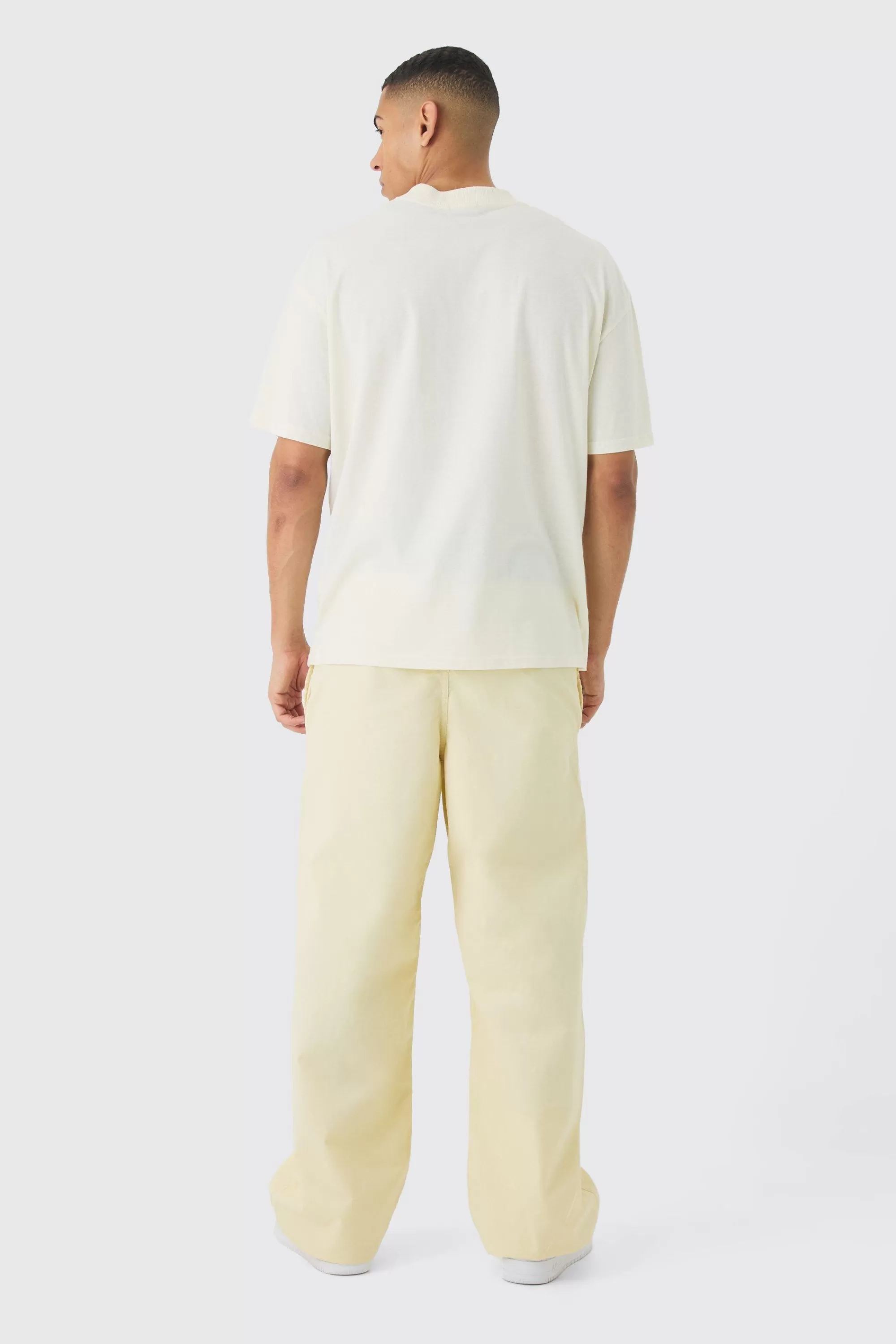 boohooMAN Elasticated Waist Washed Baggy Parachute Trouser | UK
