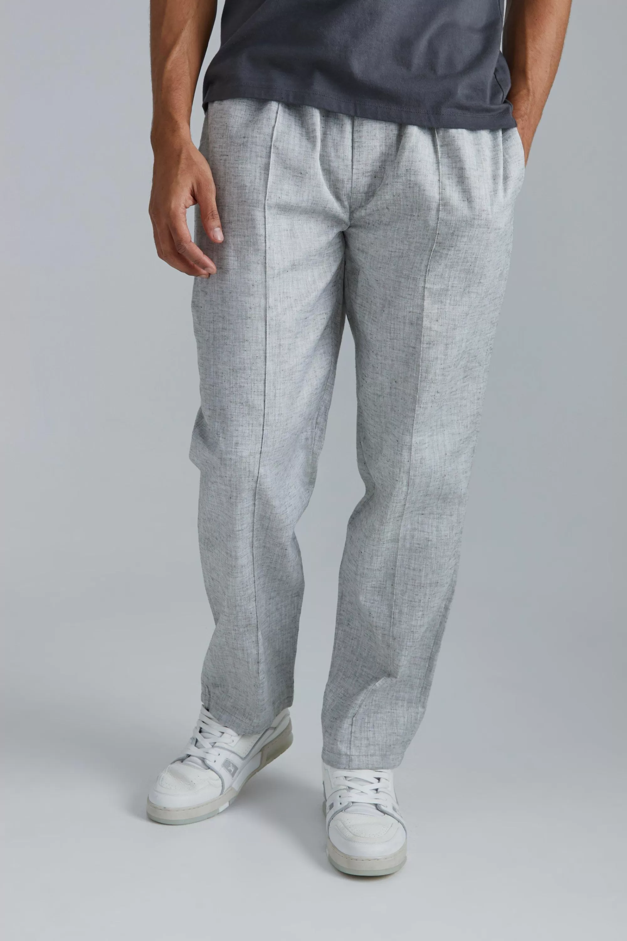boohooMAN Elasticated Waistband Straight Leg Trouser | UK