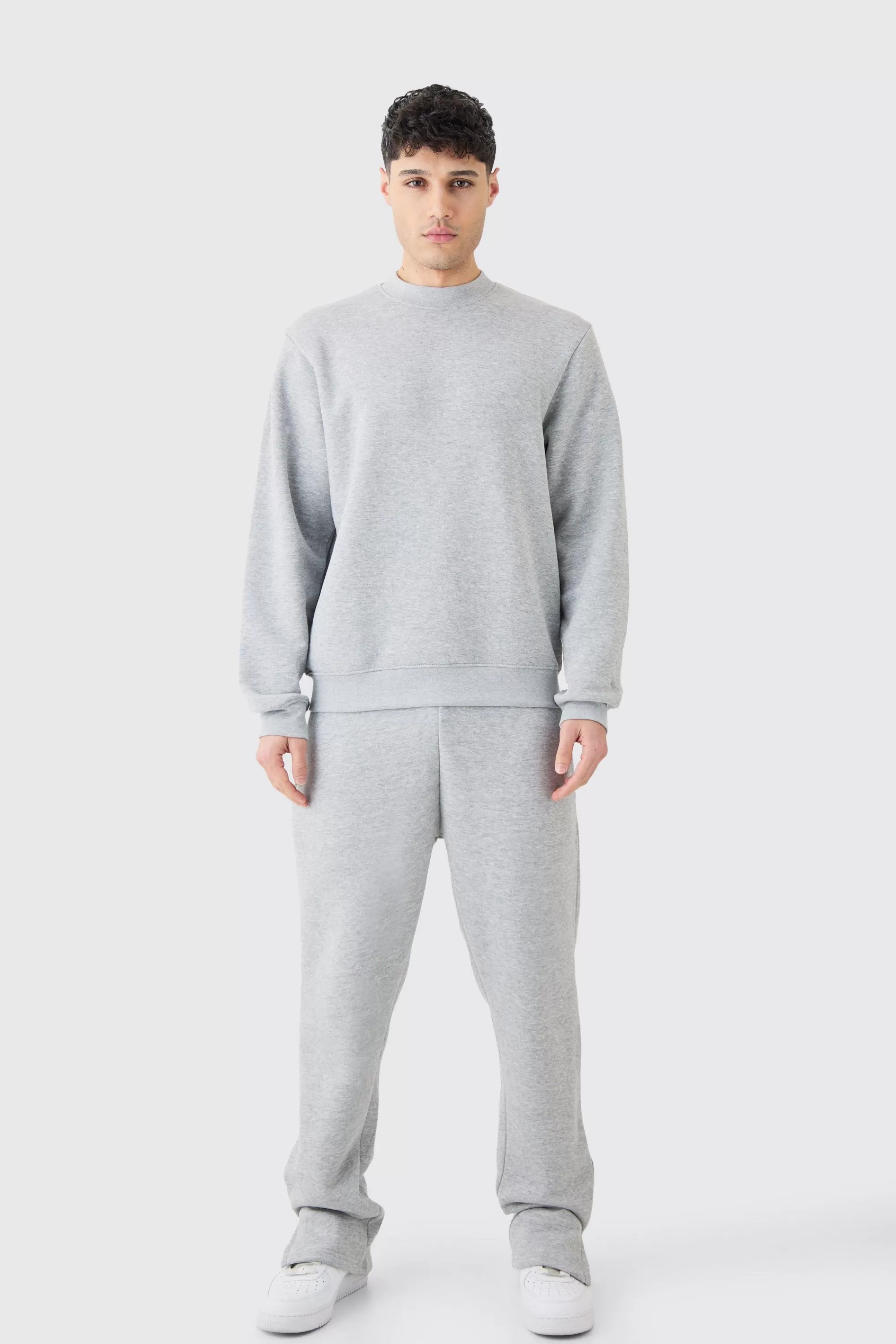 boohooMAN Extended Neck Split Hem Sweatshirt Tracksuit | UK