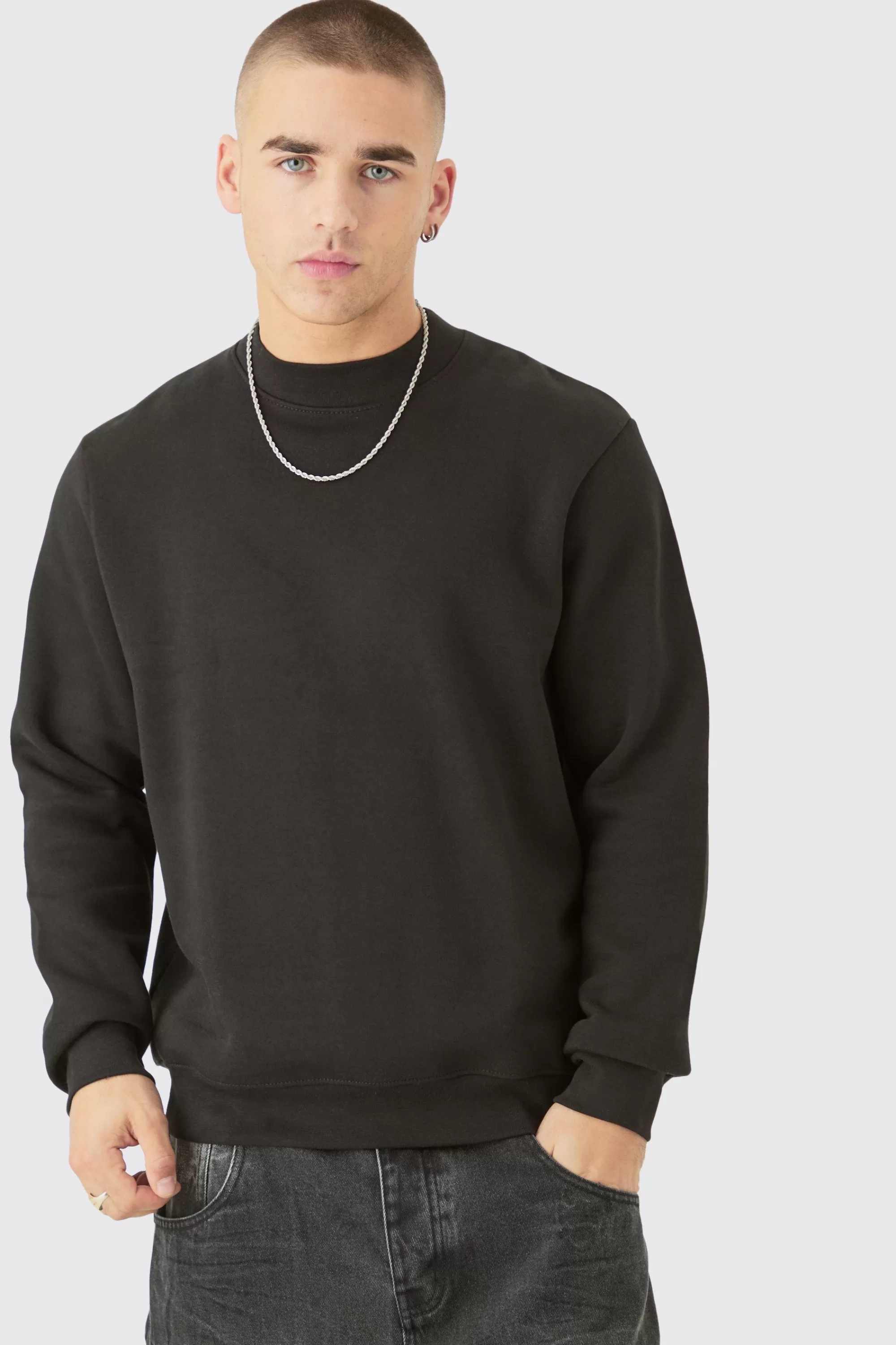 boohooMAN Extended Neck Sweatshirt | UK