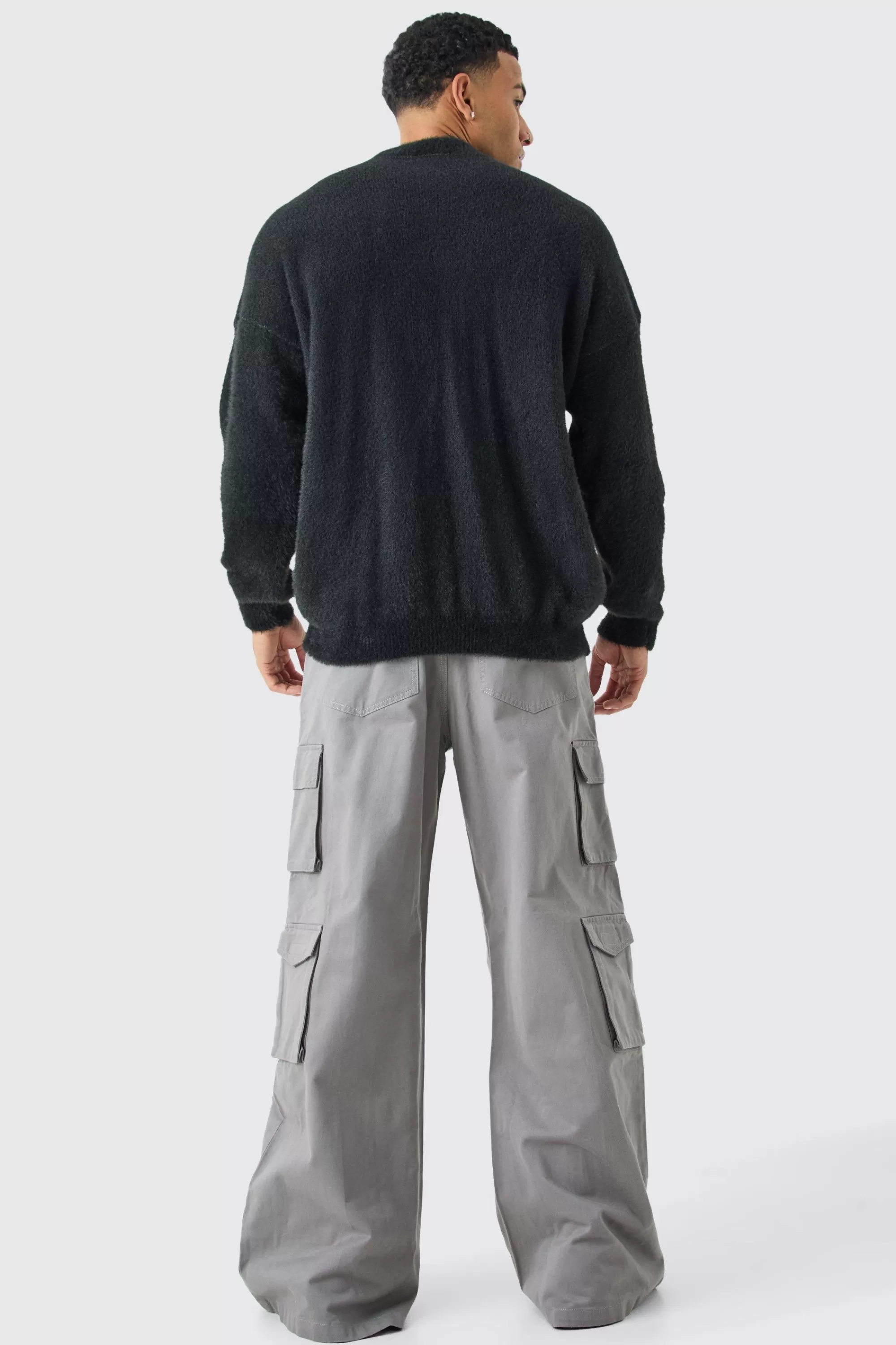 boohooMAN Extreme Baggy Rigid Multi Cargo Pocket Trousers | UK