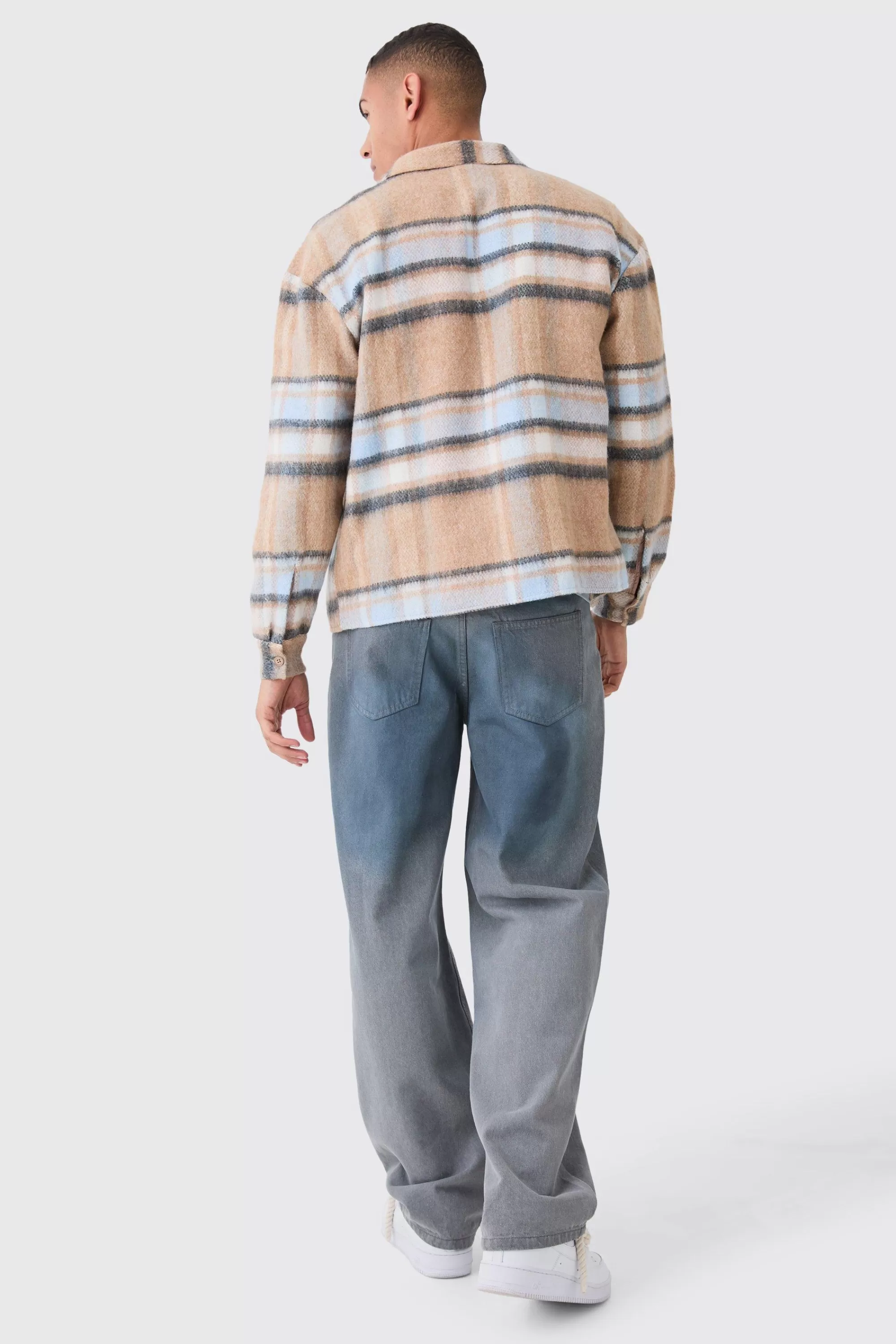 boohooMAN Extreme Heavy Brushed Check Boxy Overshirt | UK