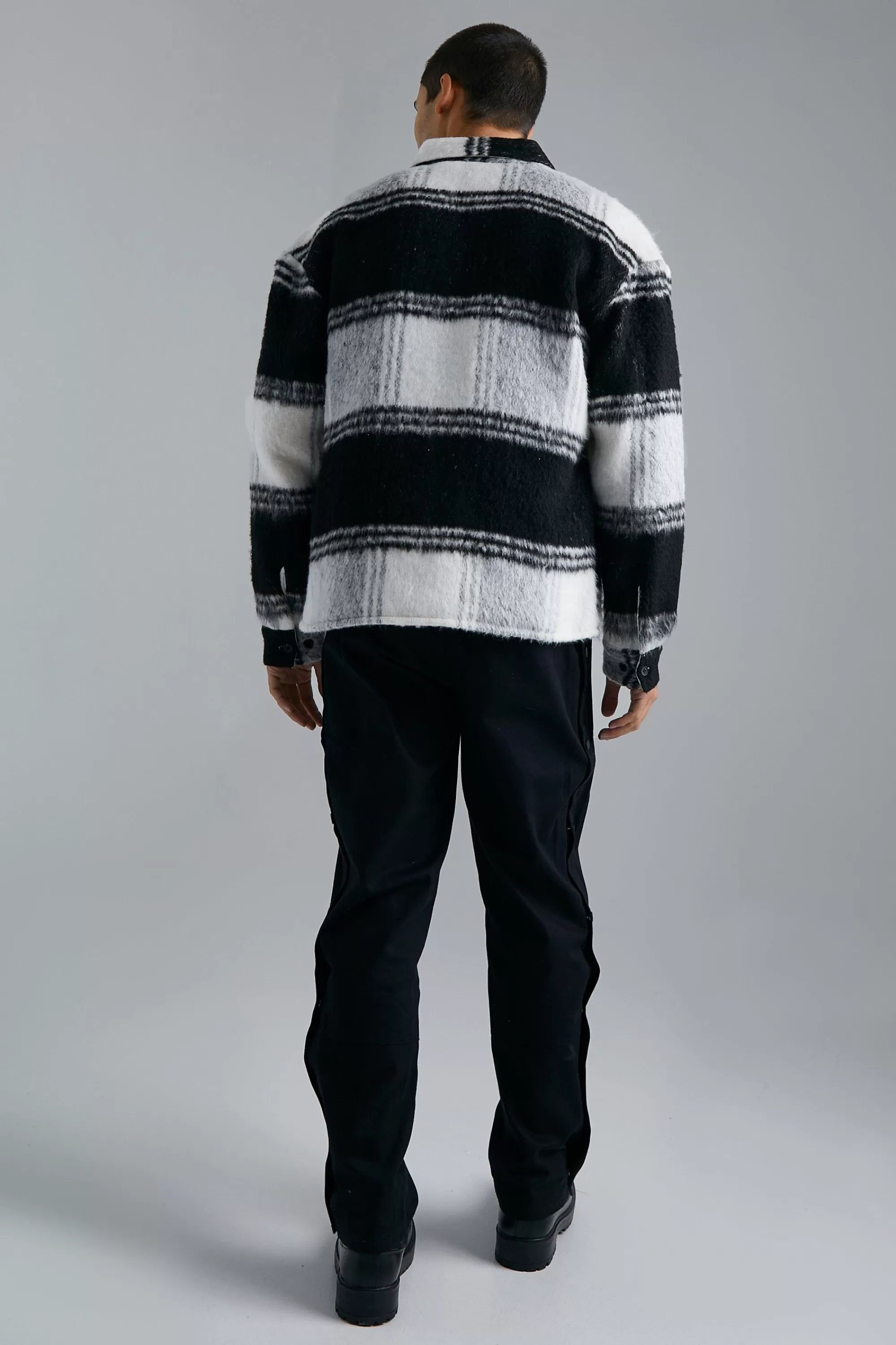 boohooMAN Extreme Heavy Brushed Check Boxy Overshirt | UK