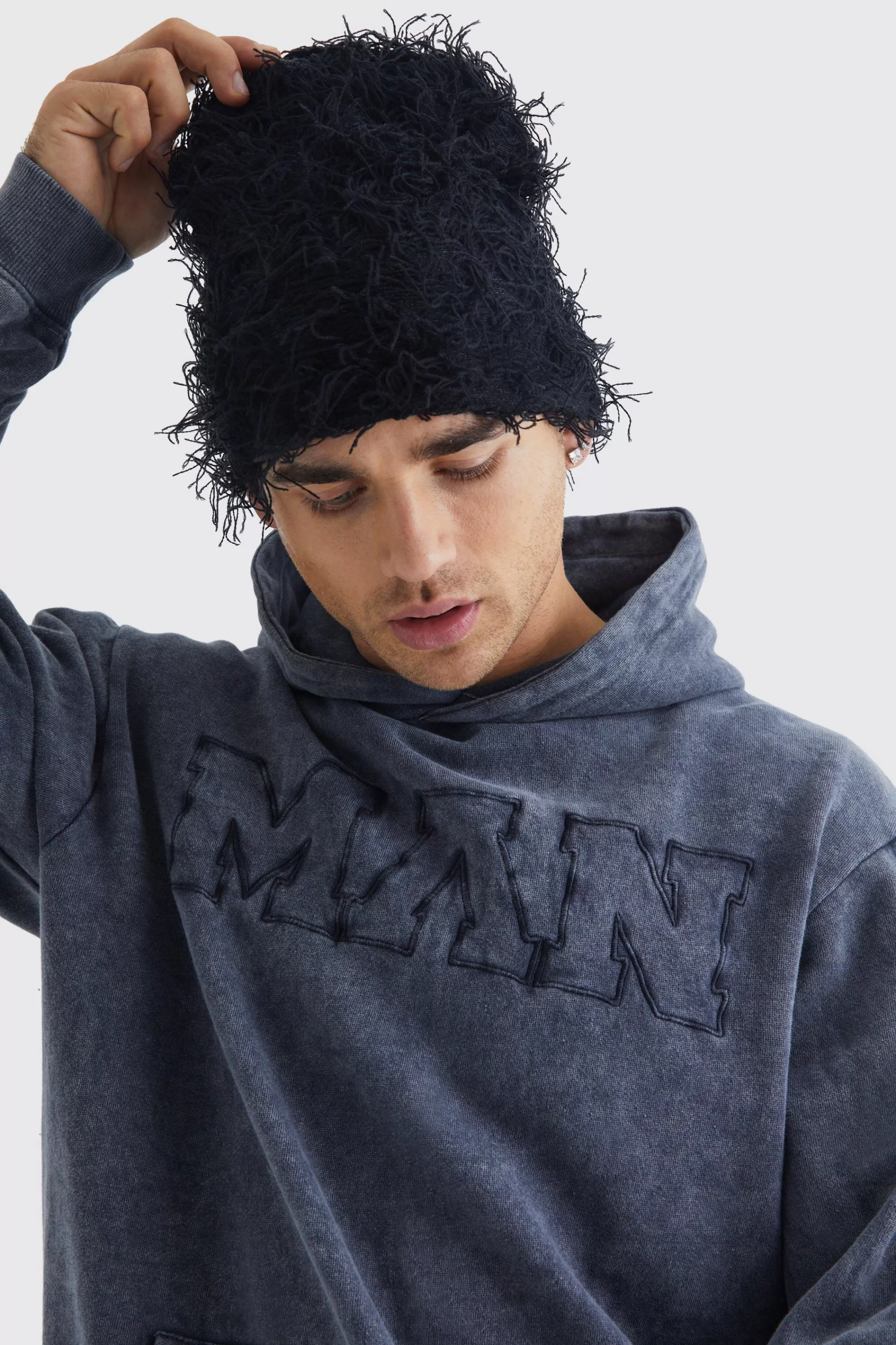 boohooMAN Eyelash Knit Beanie | UK