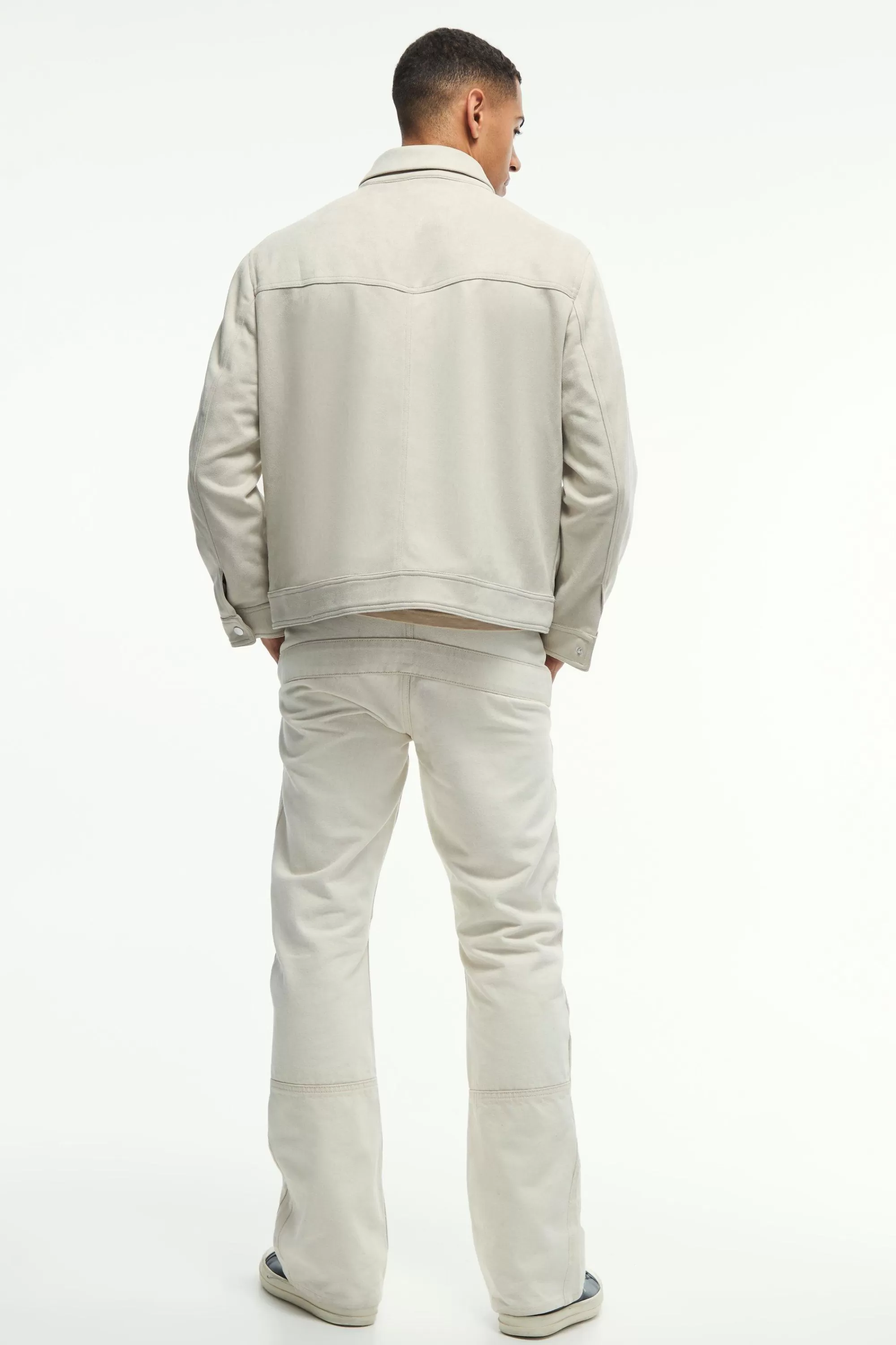 boohooMAN Faux Suede Harrington Jacket In | UK