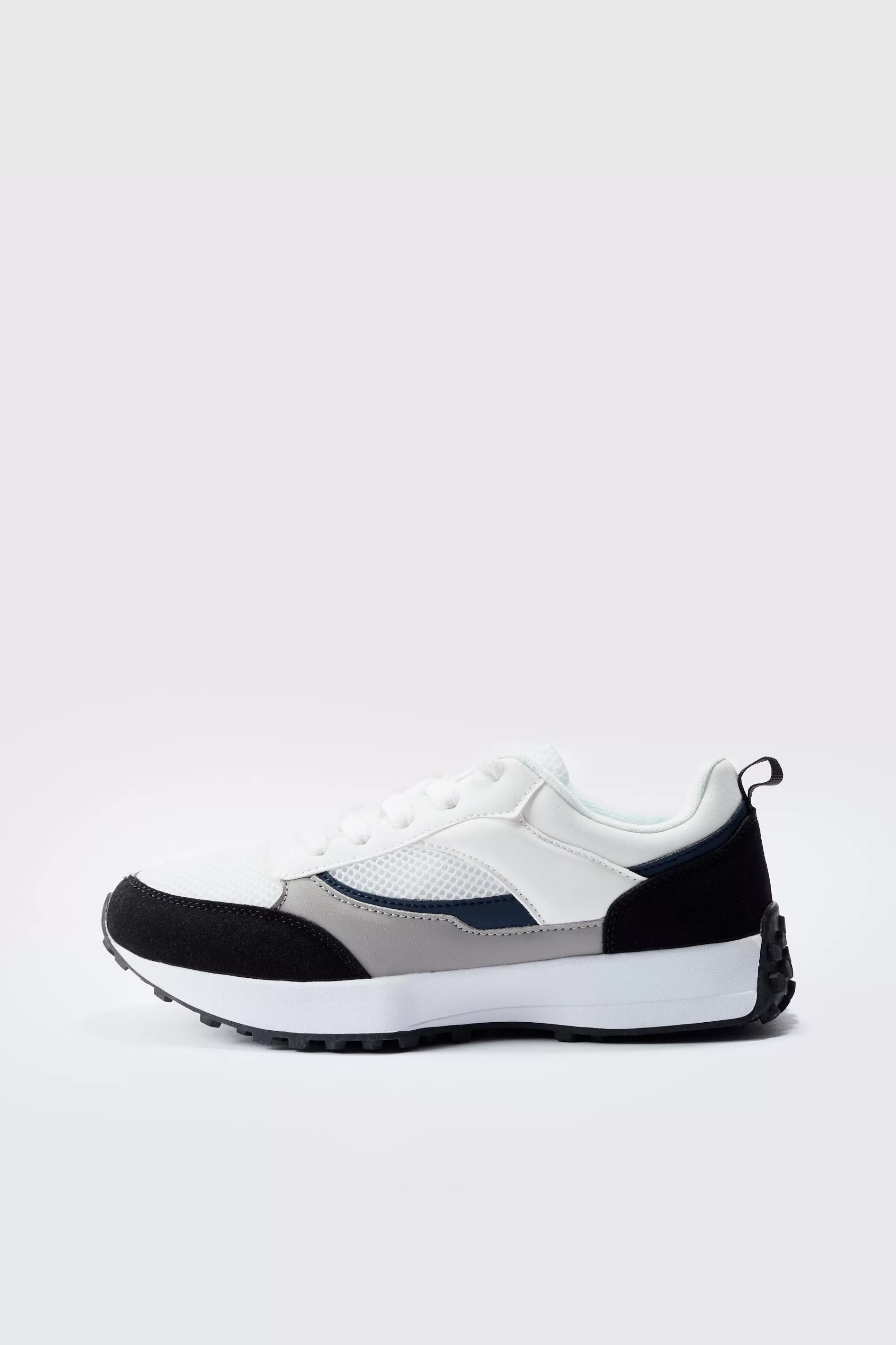 boohooMAN Faux Suede Mesh Trainer | UK