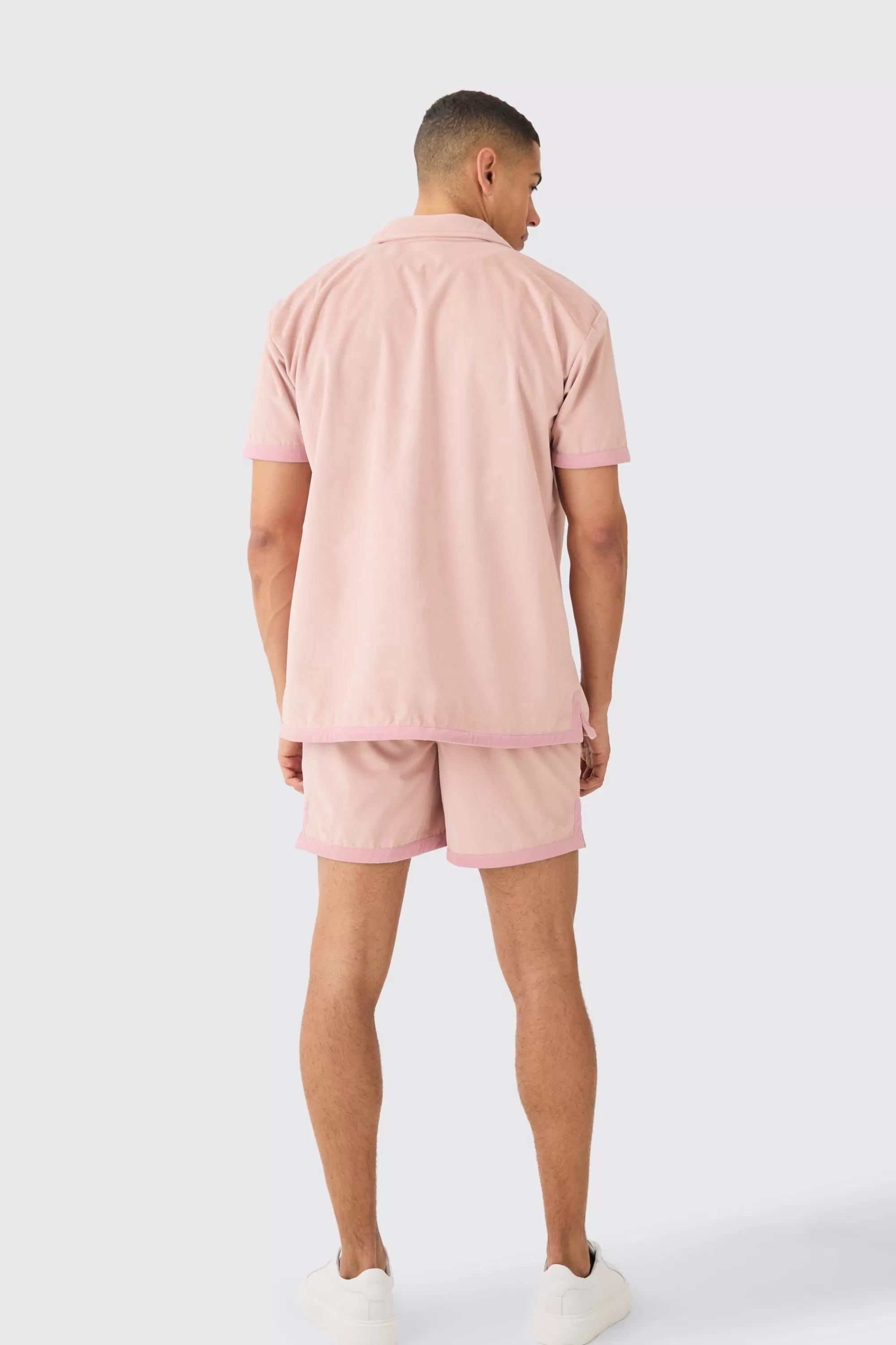 boohooMAN Faux Suede Oversized Shirt And Short Set | UK