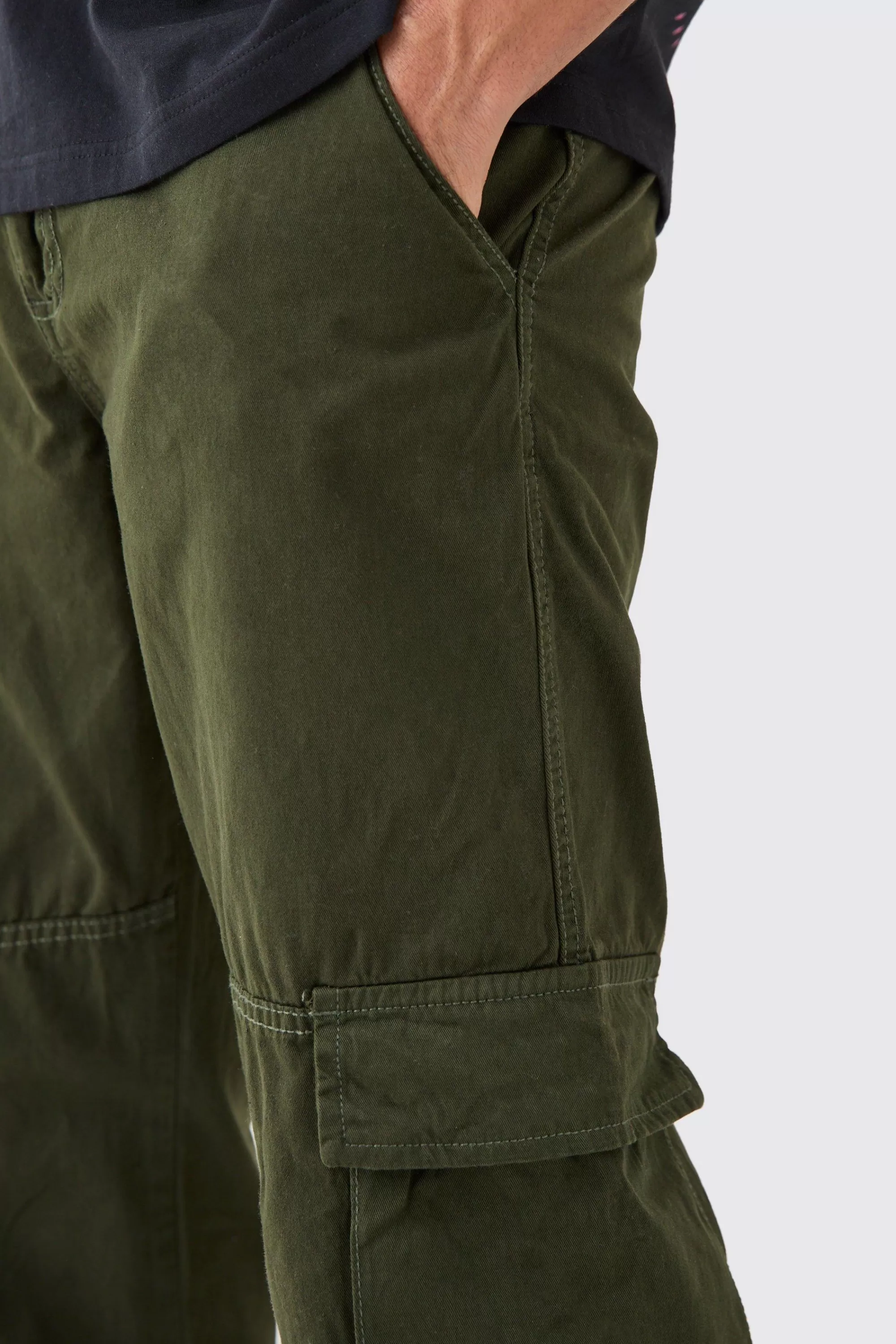 boohooMAN Fixed Waist 3d Cargo Zip Off Relaxed Trouser | UK