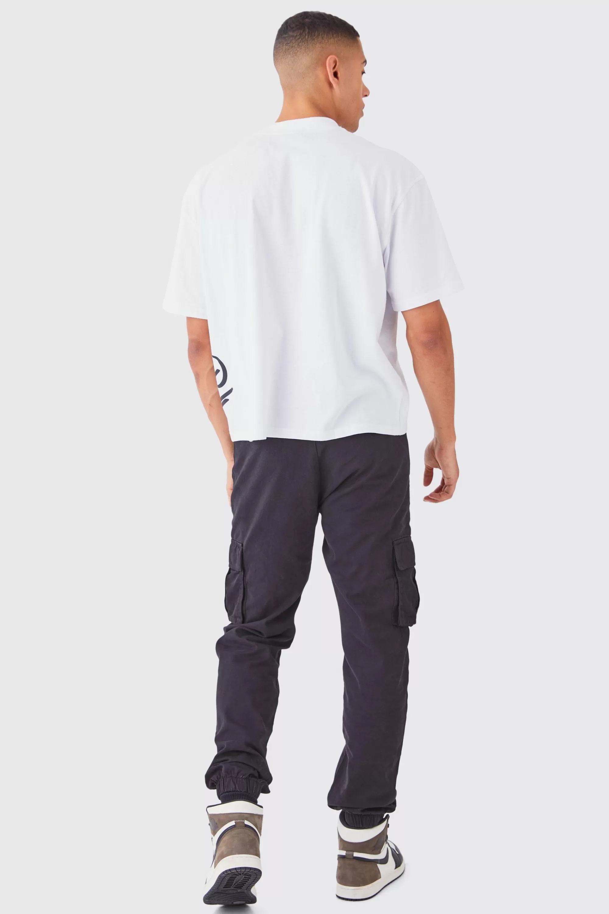 boohooMAN Fixed Waist Cargo Joggers | UK
