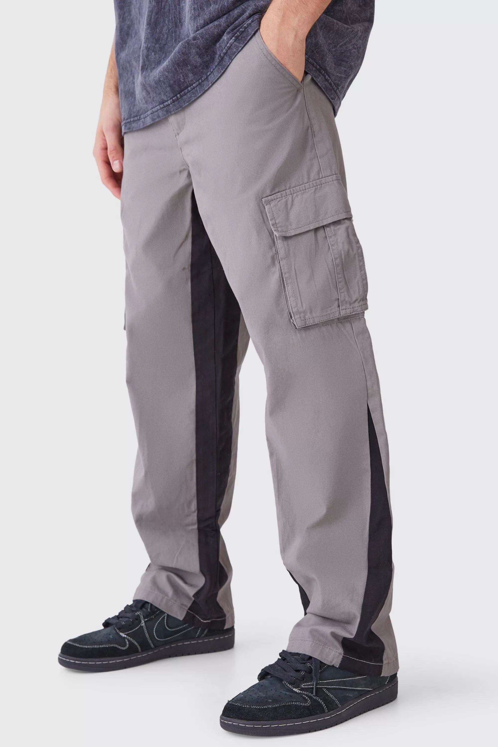 boohooMAN Fixed Waist Gusset Cargo Trousers | UK