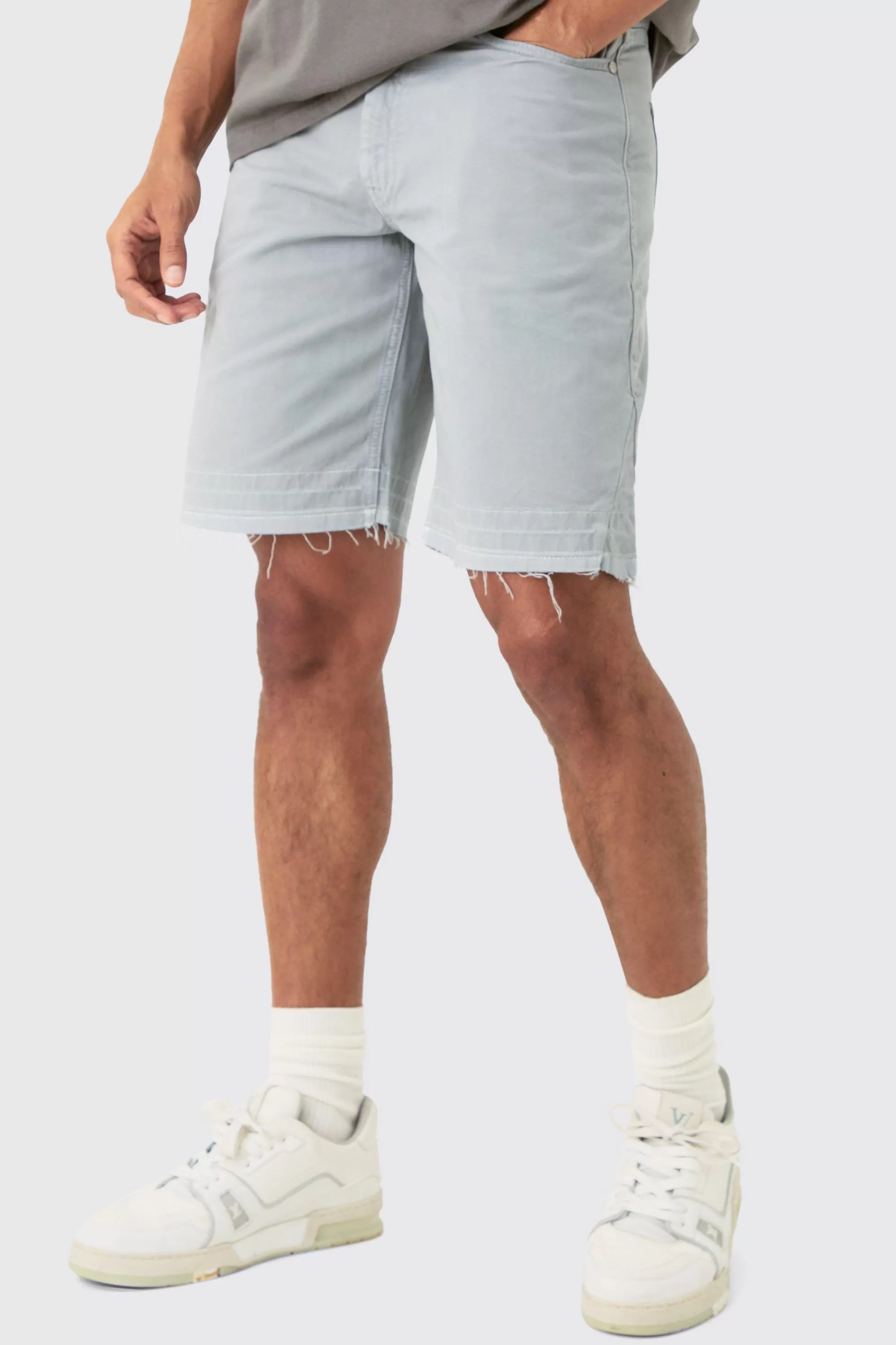 boohooMAN Fixed Waist Raw Hem Relaxed Gusset Shorts | UK